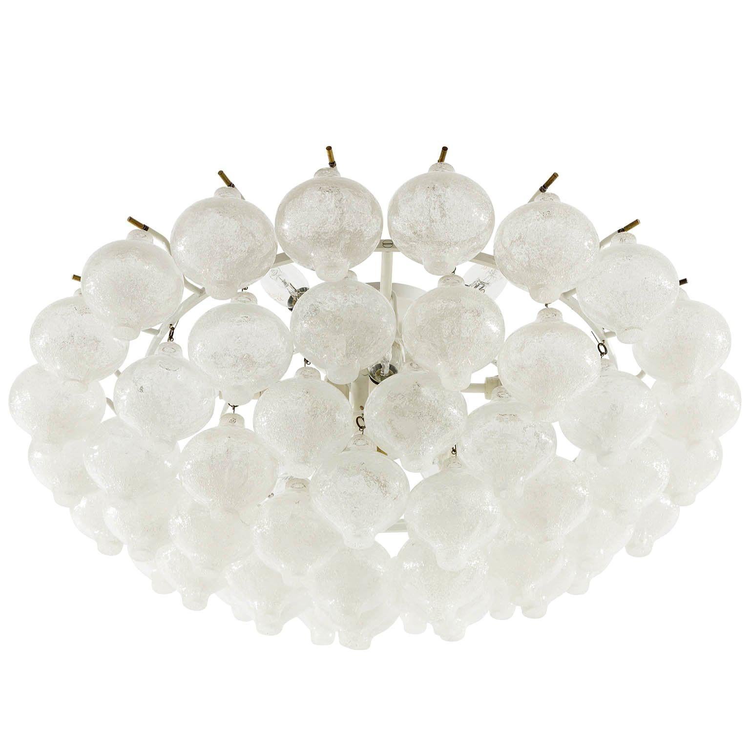 Enameled Extra Large Kalmar 'Tulipan' Glass Flush Mount Light Fixture, 1970s, 1 of 2