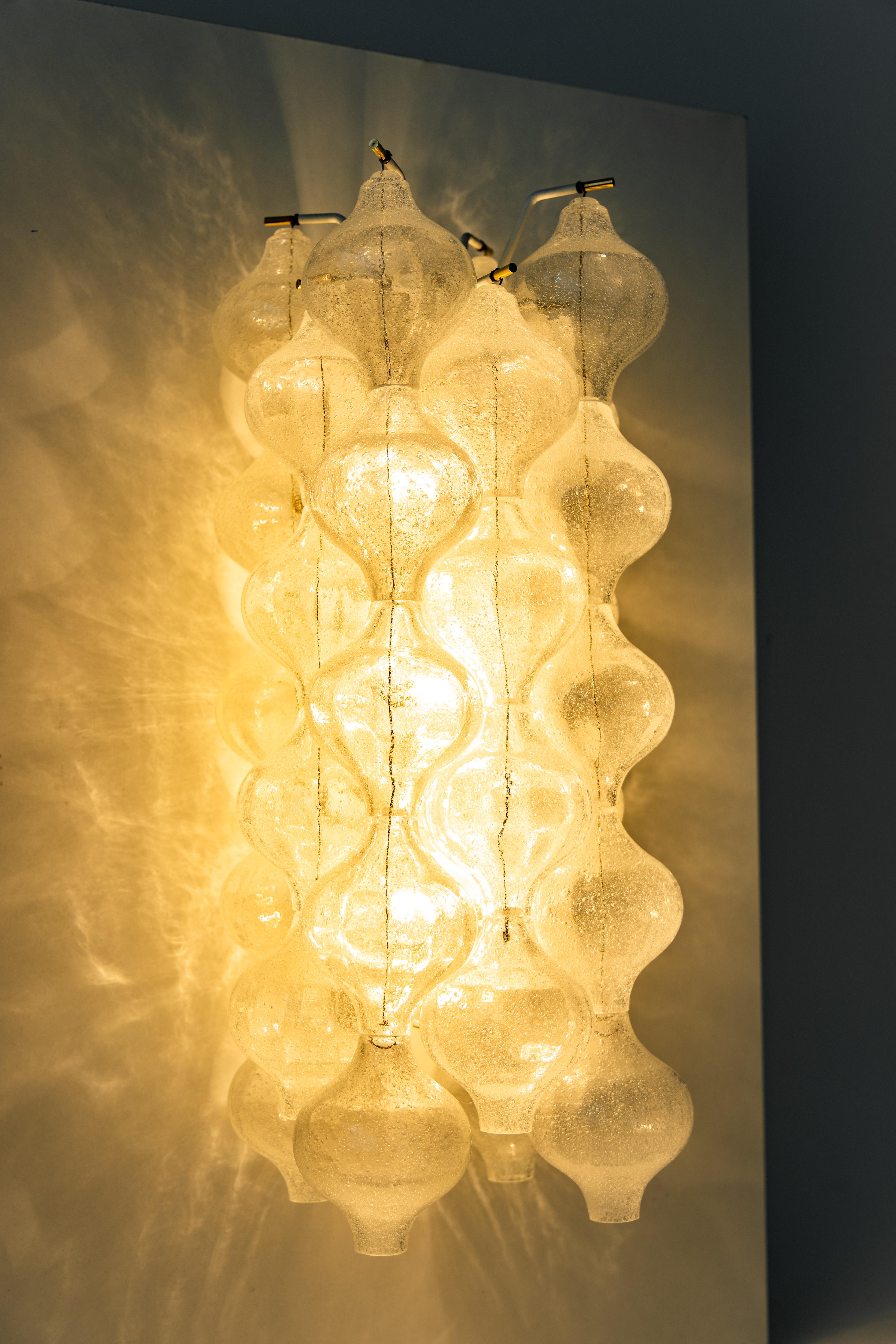 Murano Glass 1 of 5 Extra Large Kalmar 'Tulipan' Sconce Wall Light, Austria, 1970s For Sale
