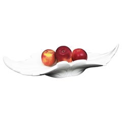 Extra Large Leaf Shaped Centerpiece Bowl / Fruit Bowl in White Glazed Ceramic