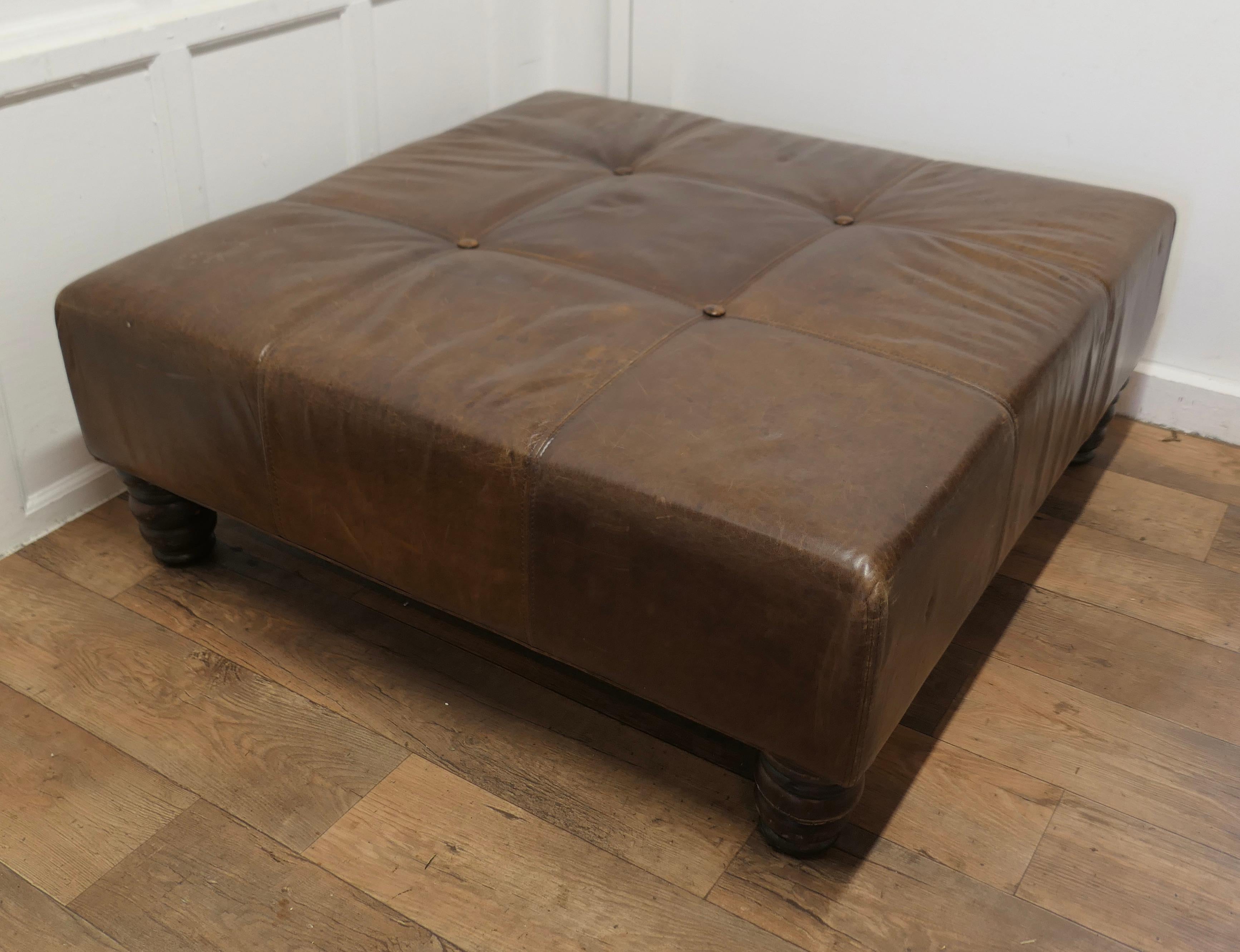 Extra Large Leather Chesterfield Ottoman Seat or Centre Coffee Table   This is a For Sale 6