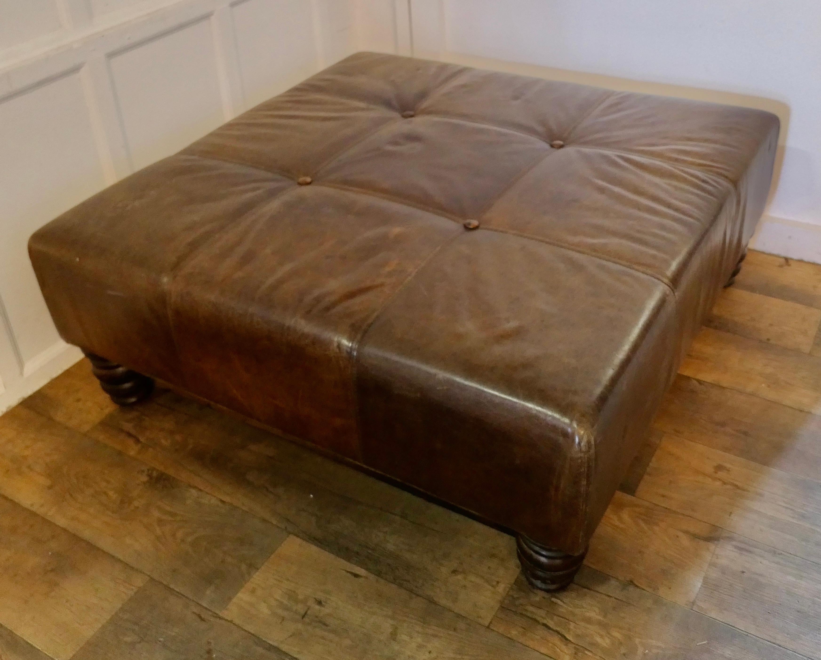 Extra Large Leather Chesterfield Ottoman Seat or Centre Coffee Table   This is a For Sale 7