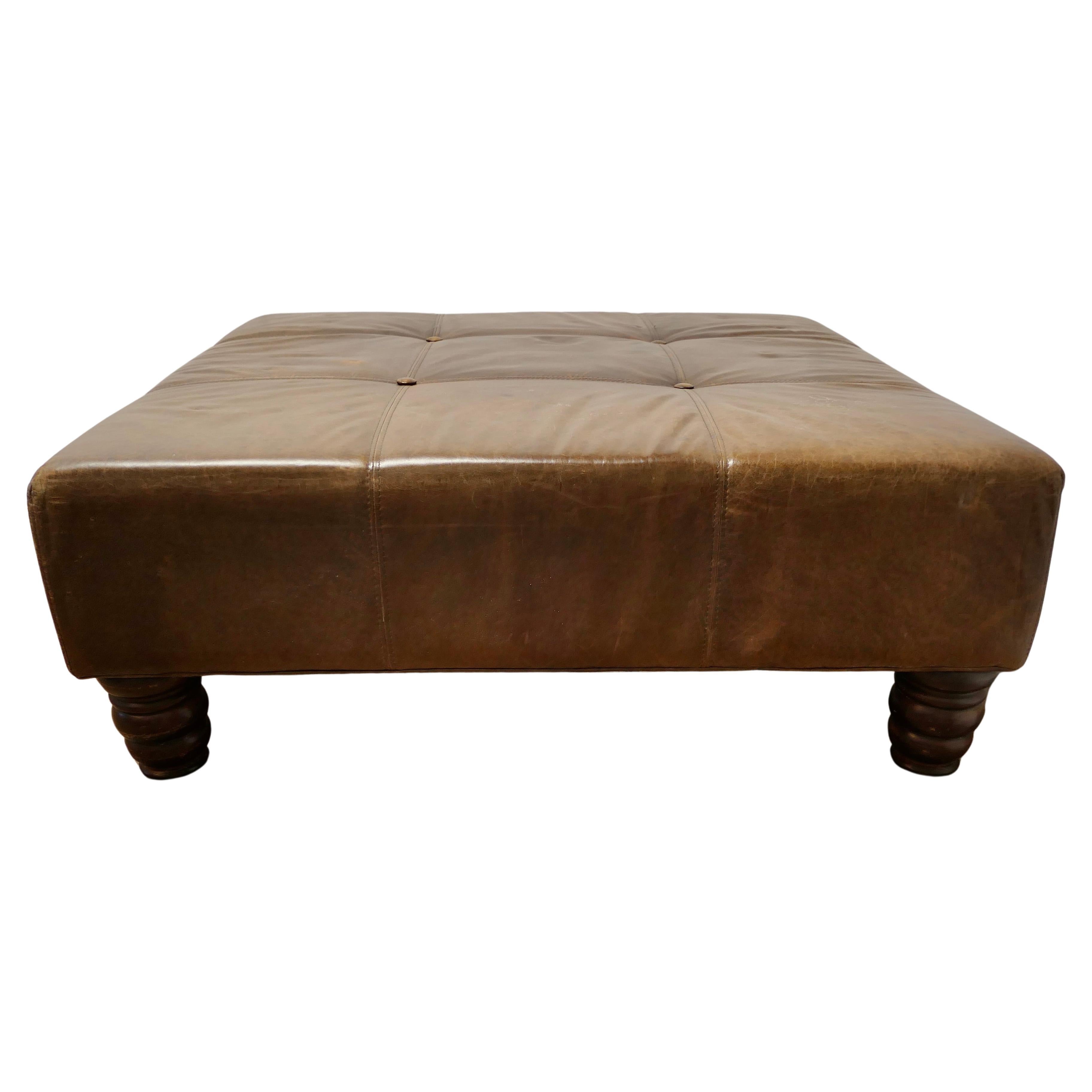 Extra Large Leather Chesterfield Ottoman Seat or Centre Coffee Table   This is a For Sale