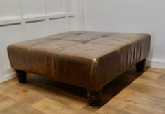 Extra Large Leather Chesterfield Seat, Ottoman Designer Pouffee