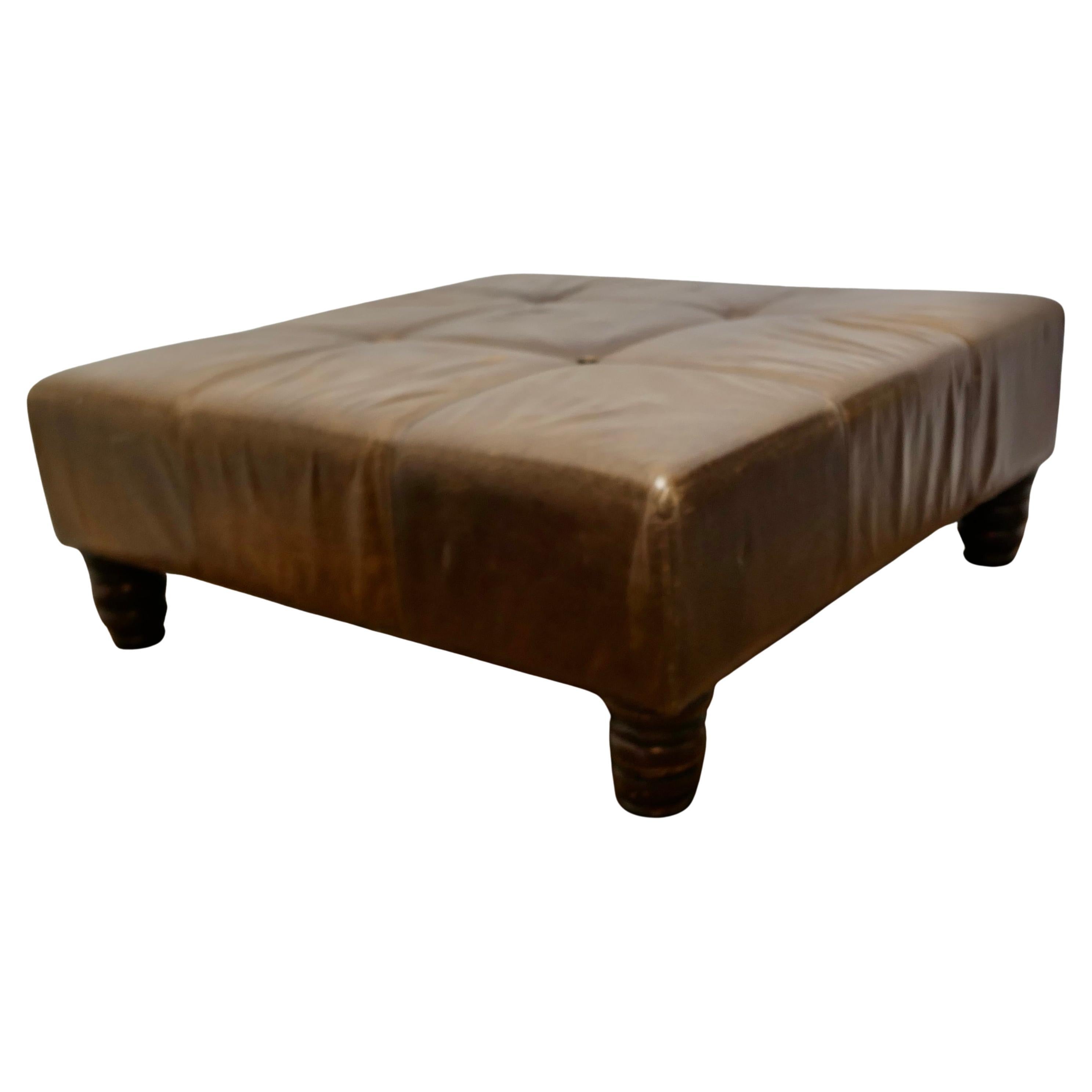 Extra Large Leather Chesterfield Seat, Ottoman Designer Pouffee For Sale