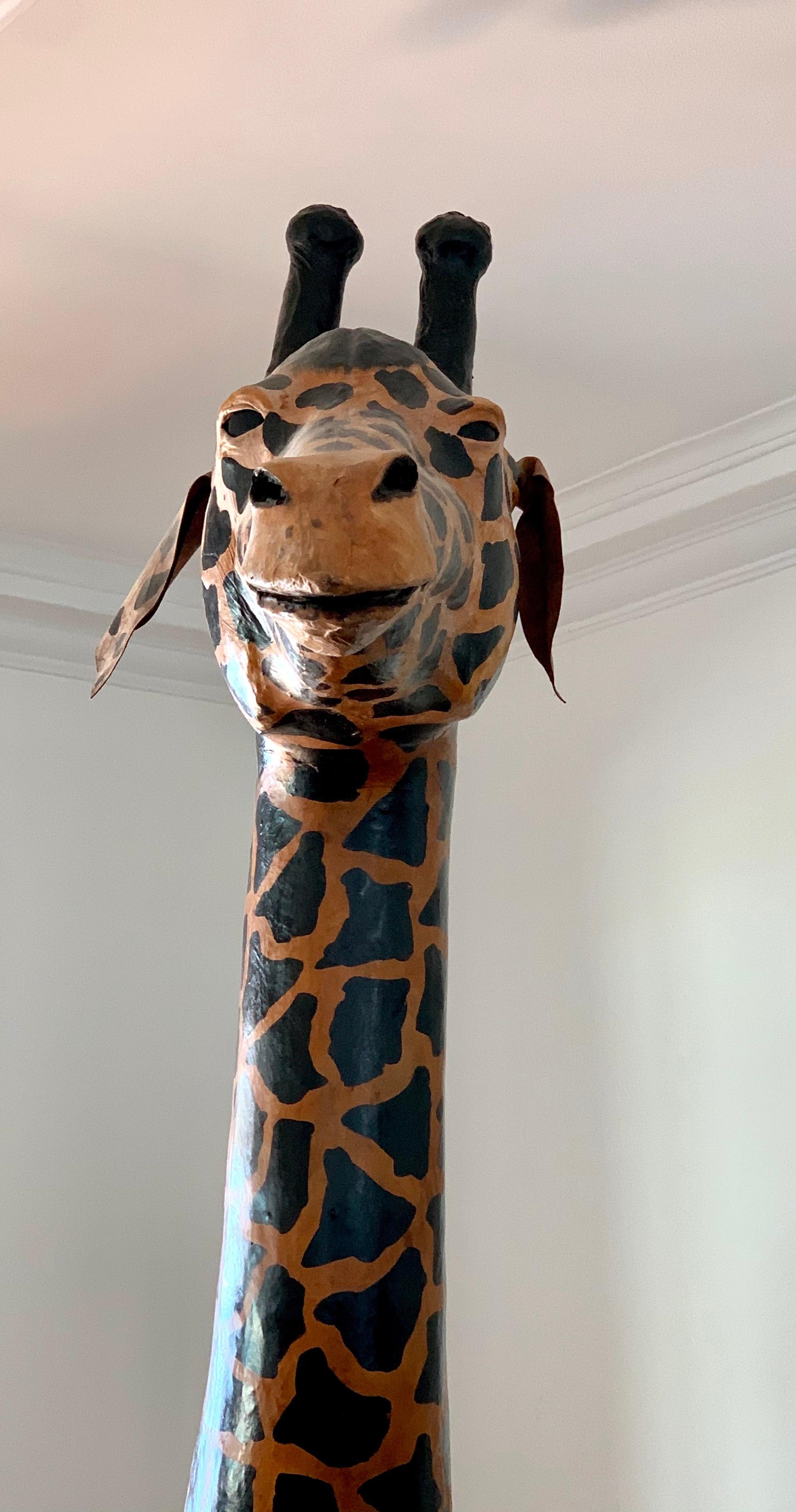 Large Life-Size Leather Giraffe Sculpture Almost Nine Feet Tall 6