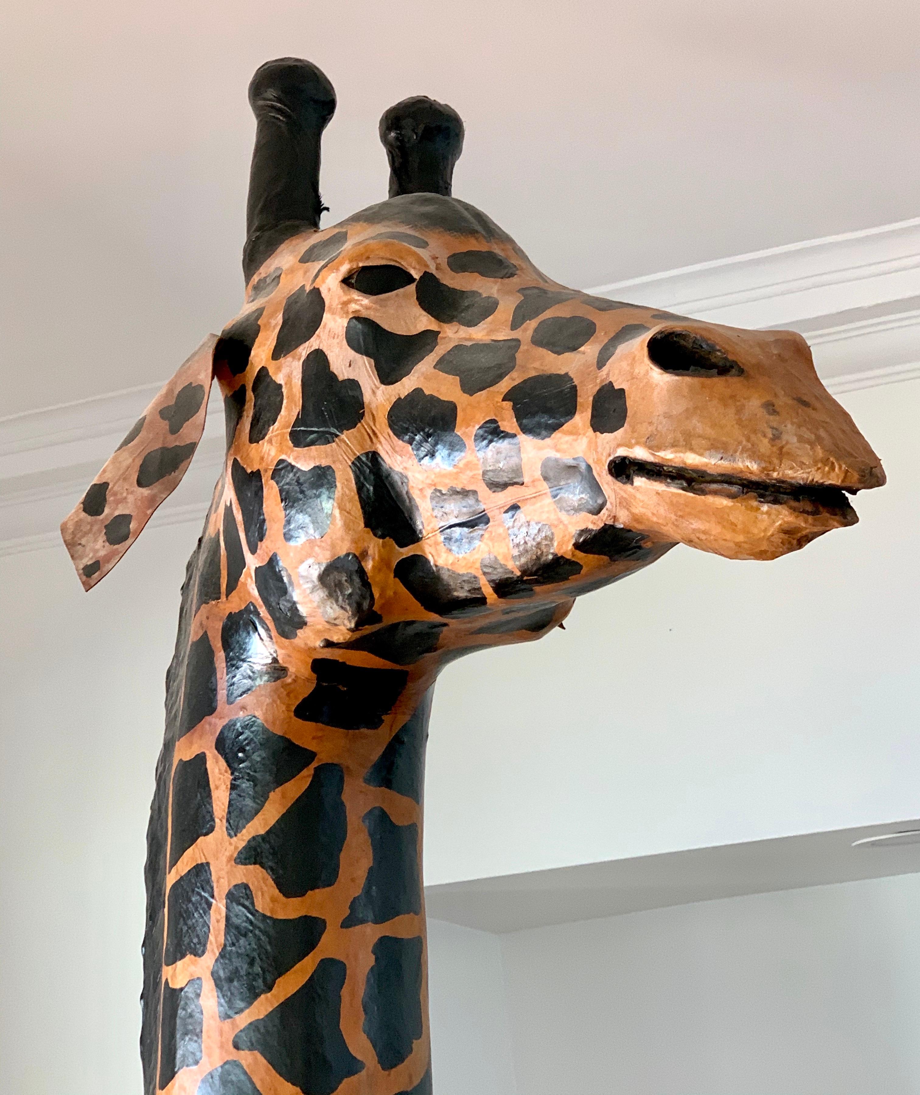Large Life-Size Leather Giraffe Sculpture Almost Nine Feet Tall 7