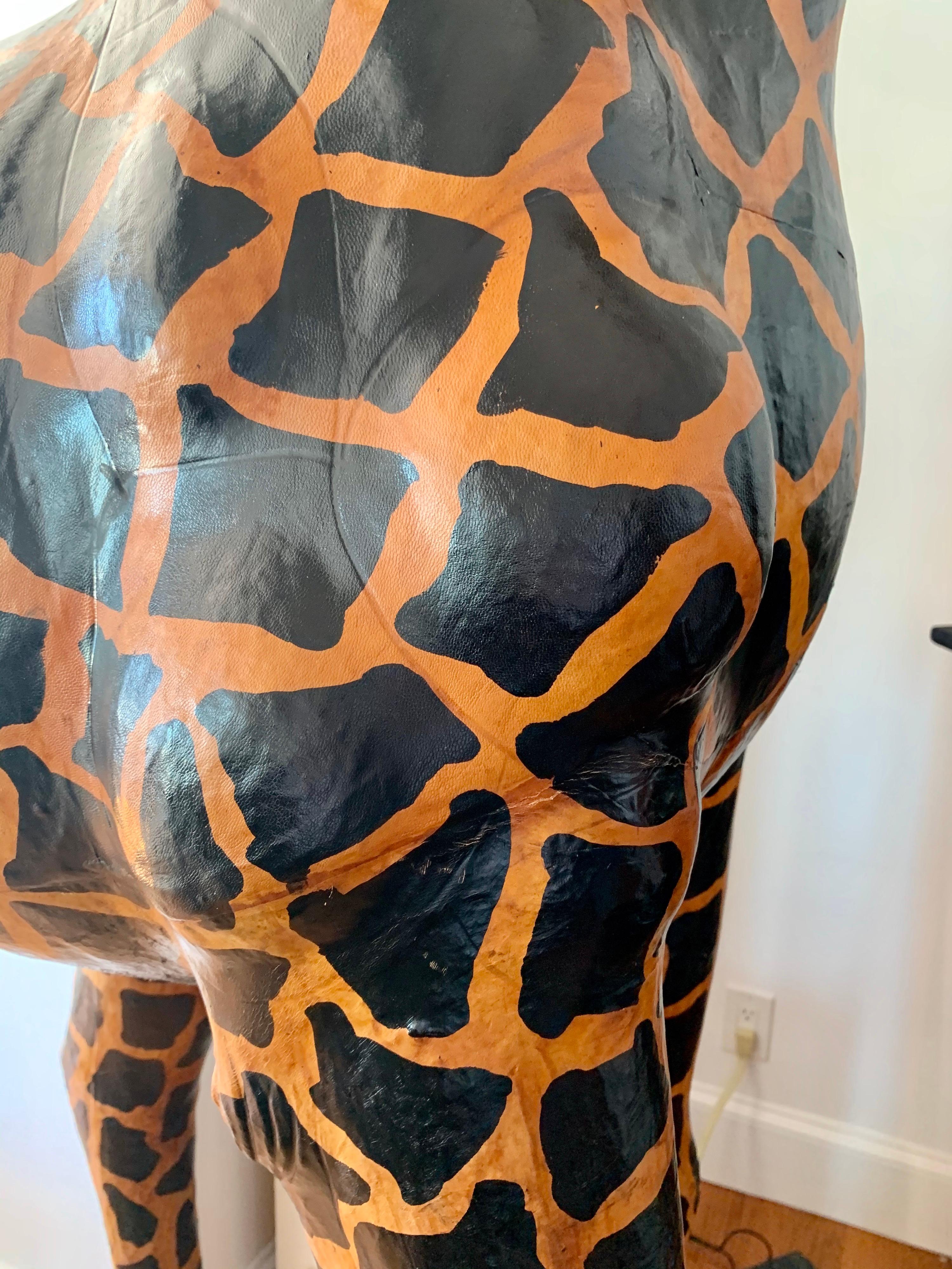 Large Life-Size Leather Giraffe Sculpture Almost Nine Feet Tall 8