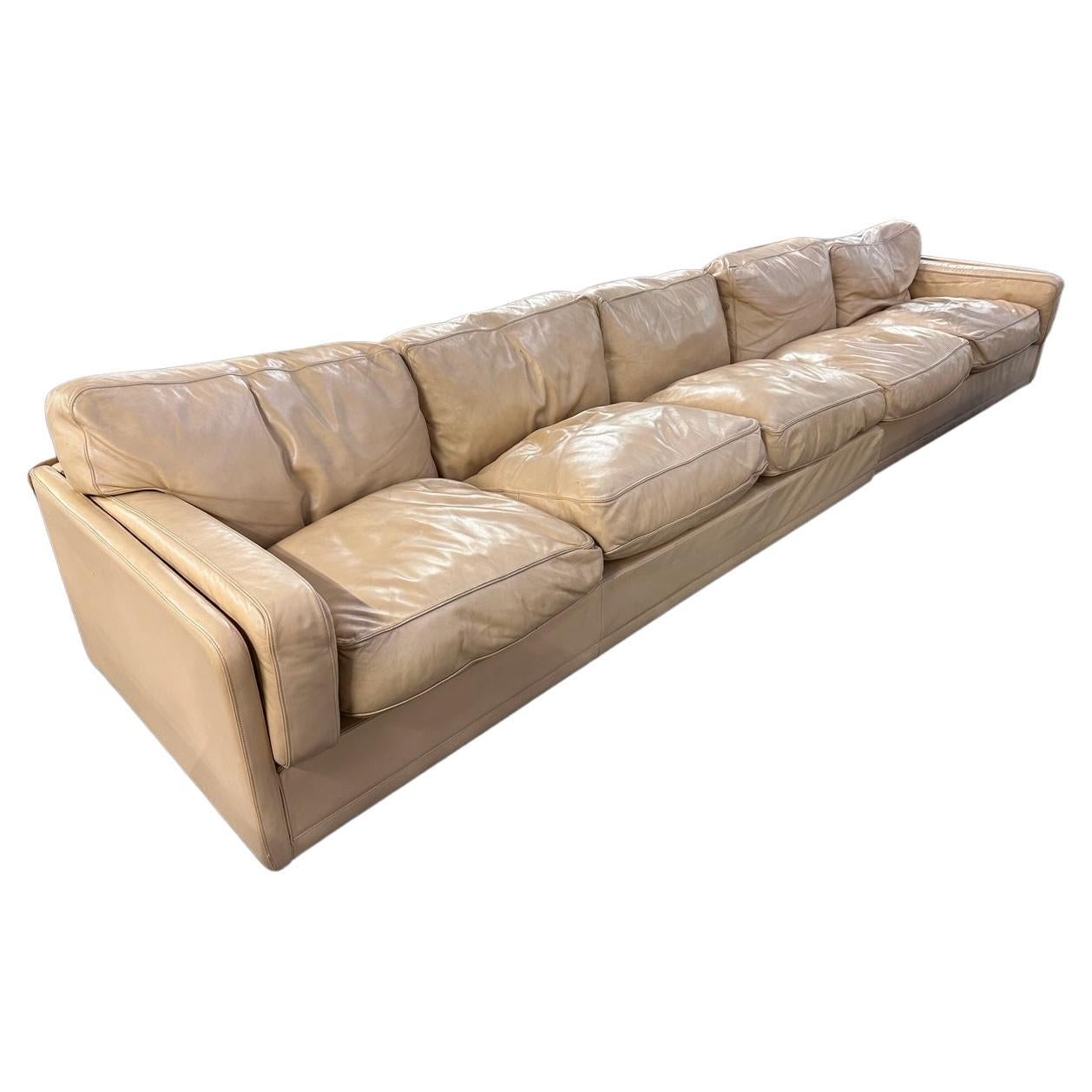 extra large leather sofa by Poltrona Frau  For Sale