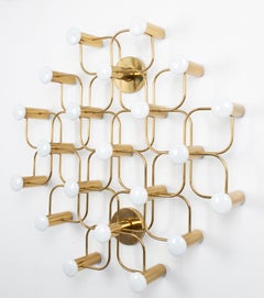 Extra Large Leola Flush Mount Sciolari Light Fixture Brass, Germany, 1970s