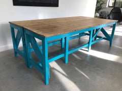 2x Table with Royal heritage Retro Vintage Blue XL Kitchen Table or Shop Display