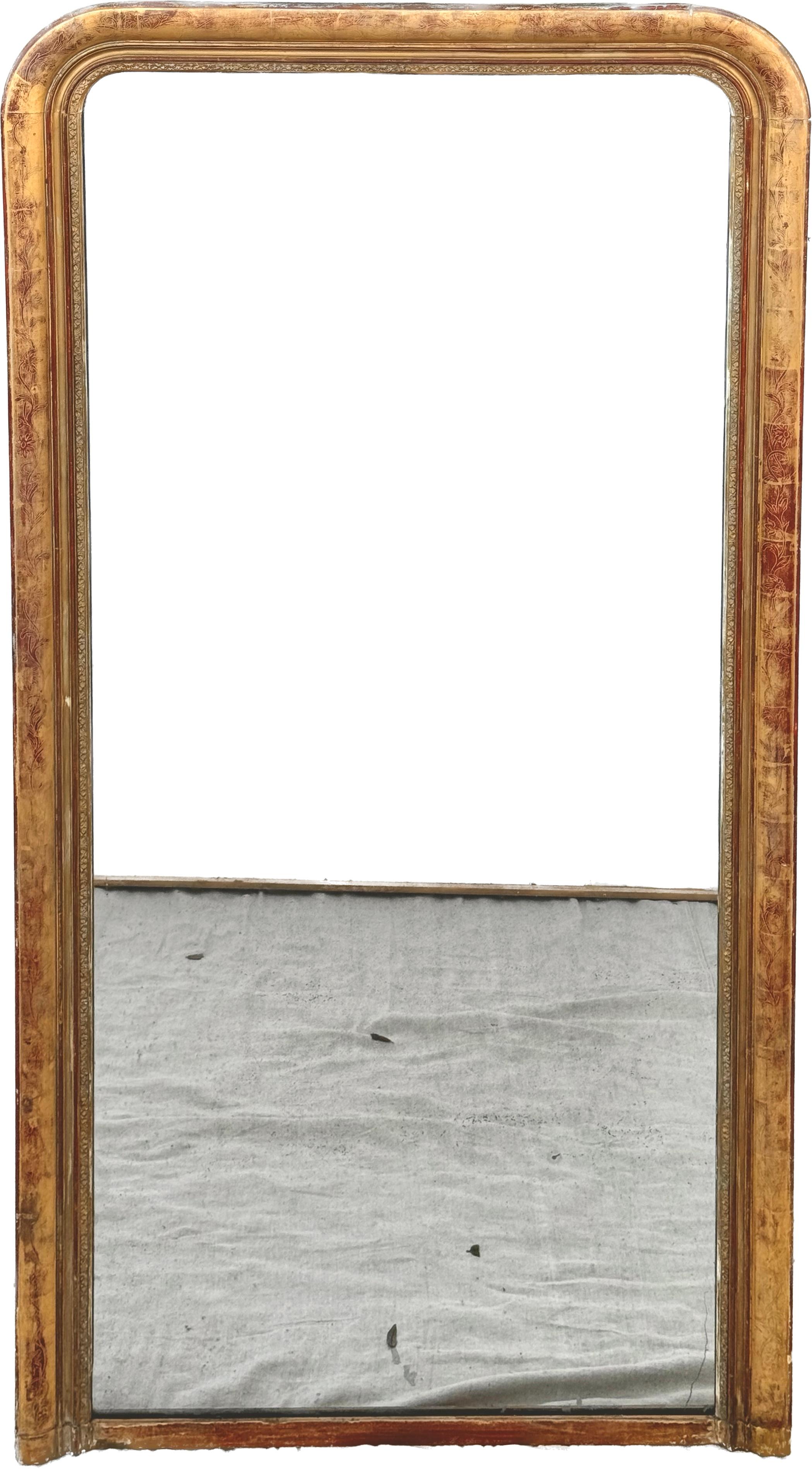 Extra Large Louis Philippe Giltwood Pier Mirror, 19th Century In Good Condition For Sale In Bradenton, FL