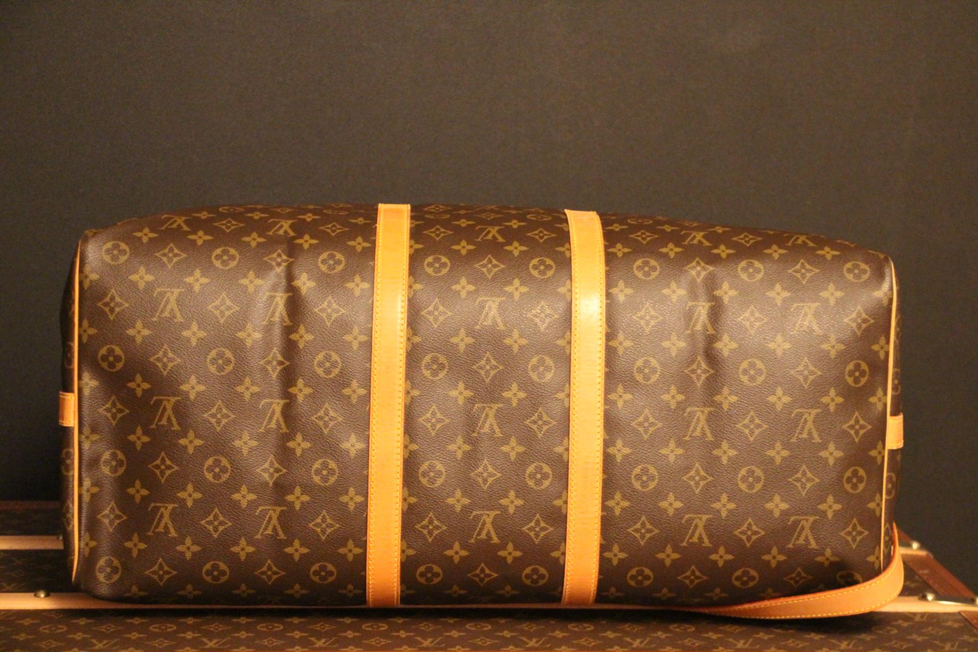 Extra Large Louis Vuitton Bandouliere Monogram Canvas Keepall  60 cm Travel Bag 3