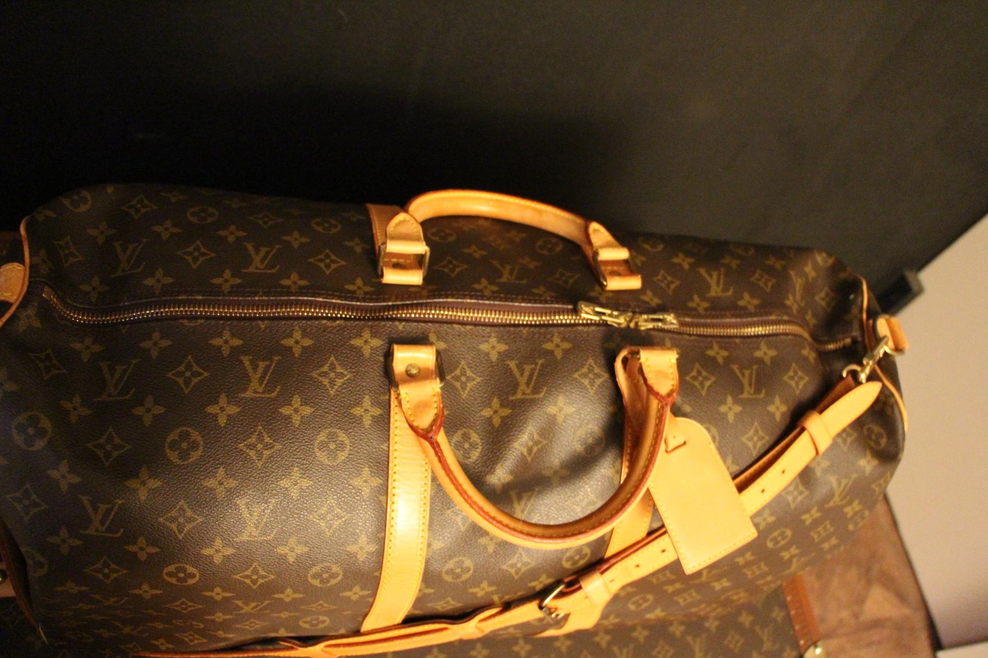 Extra Large Louis Vuitton Bandouliere Monogram Canvas Keepall  60 cm Travel Bag 5