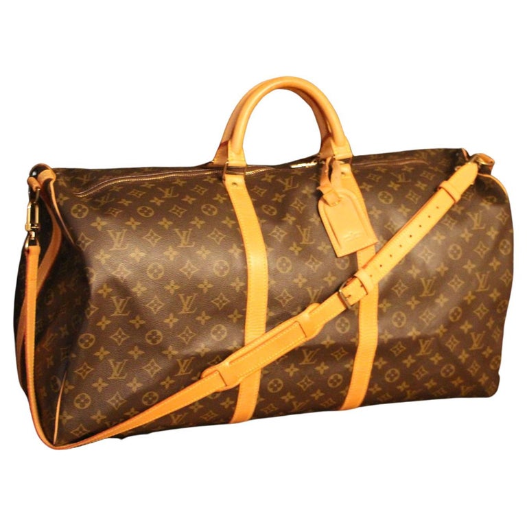 Extra Large Louis Vuitton Bandouliere Monogram Canvas Keepall 60 cm Travel  Bag at 1stDibs