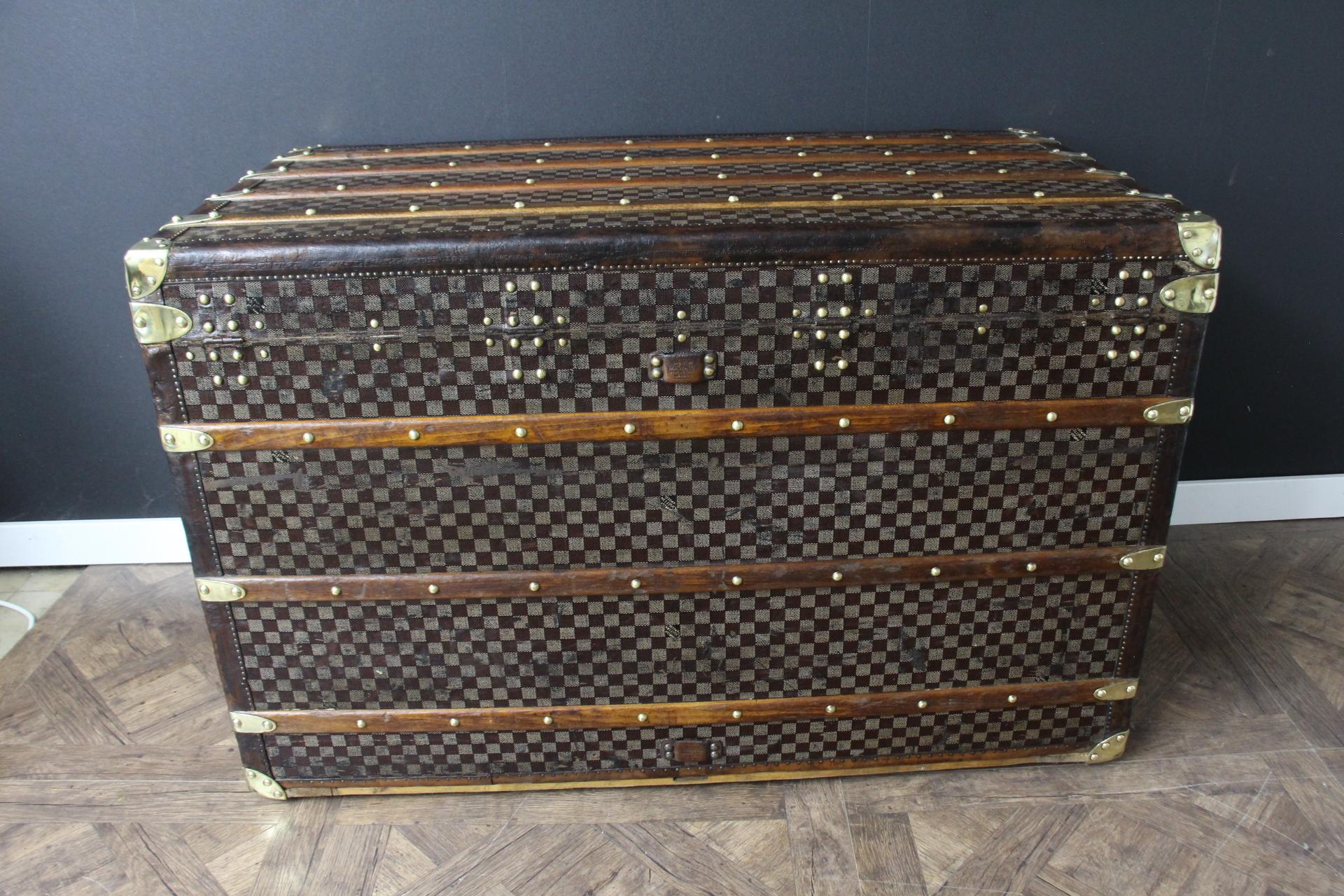 Extra Large Louis Vuitton Steamer Trunk, High Vuitton Trunk in Checkers Canvas For Sale 5