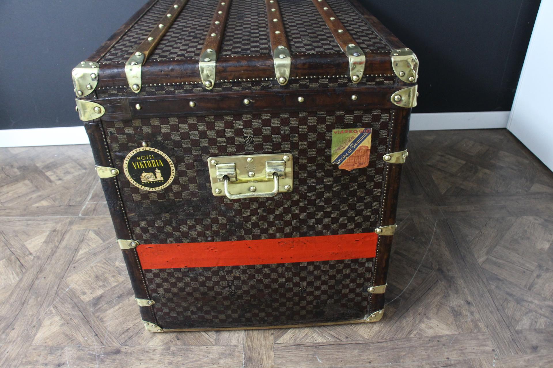 Extra Large Louis Vuitton Steamer Trunk, High Vuitton Trunk in Checkers Canvas For Sale 6