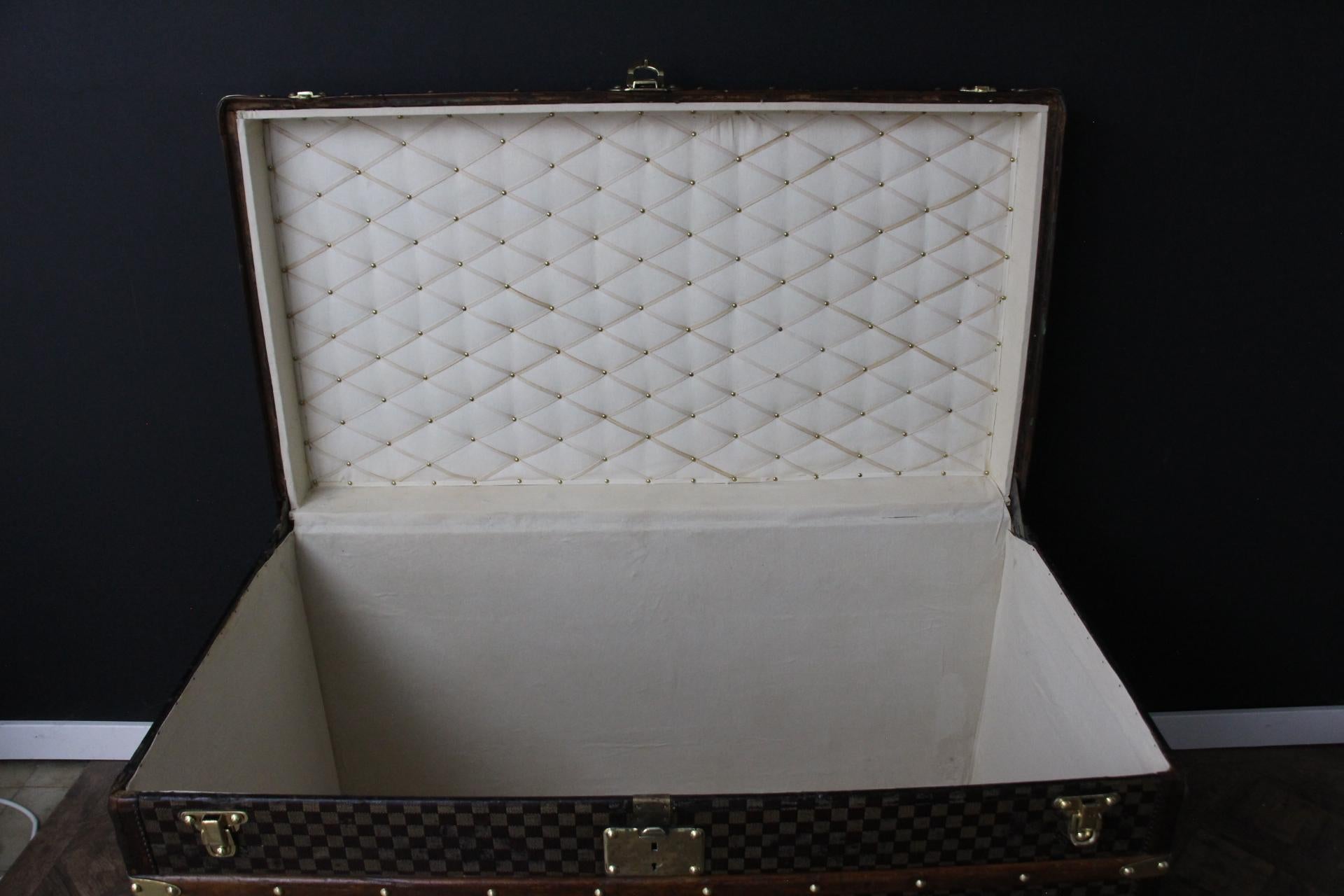Extra Large Louis Vuitton Steamer Trunk, High Vuitton Trunk in Checkers Canvas For Sale 11