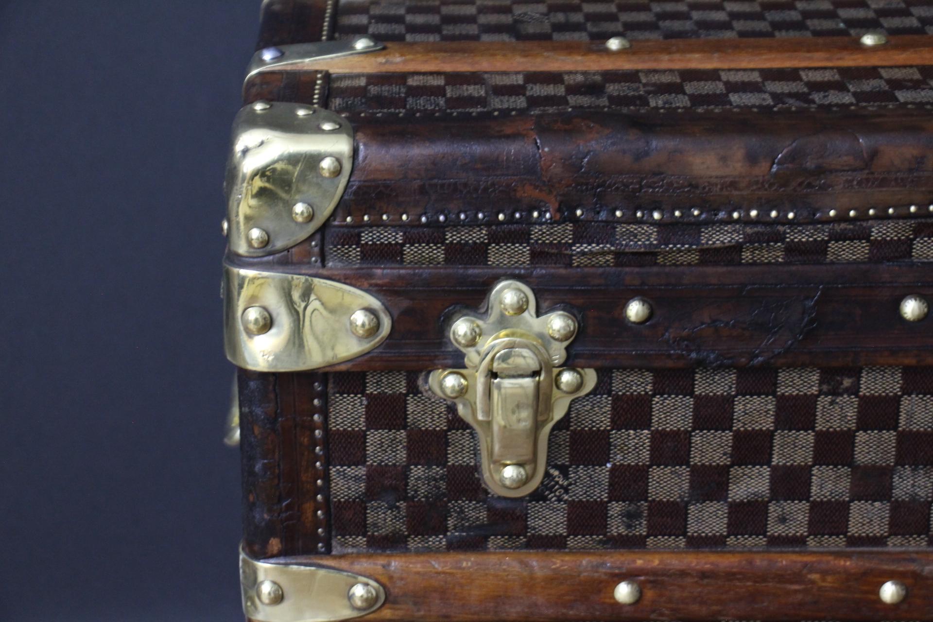 French Extra Large Louis Vuitton Steamer Trunk, High Vuitton Trunk in Checkers Canvas For Sale