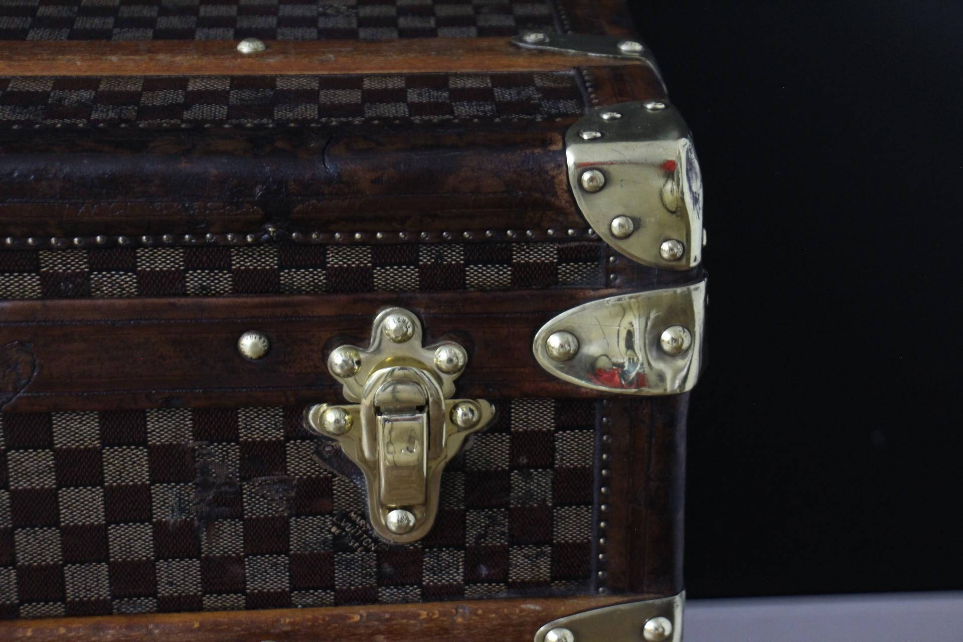 19th Century Extra Large Louis Vuitton Steamer Trunk, High Vuitton Trunk in Checkers Canvas For Sale