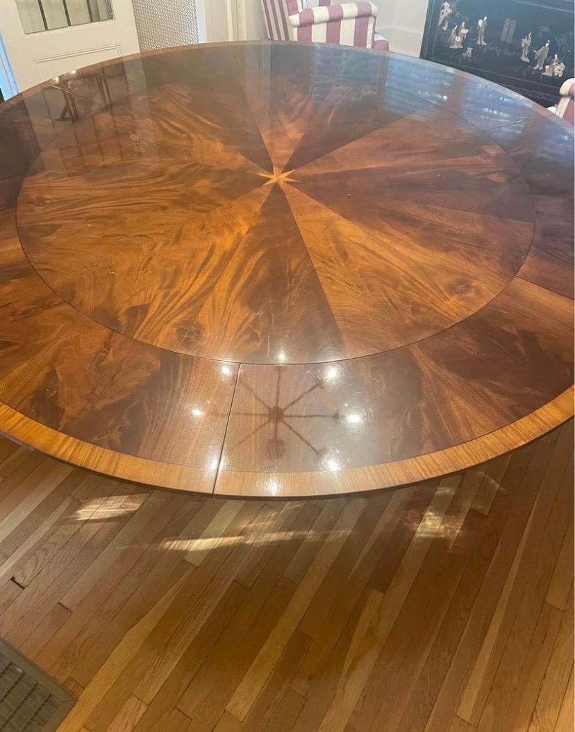 Extra Large Mahogany Perimeter Leaf Circular Dining Table In Good Condition In Sparks Glencoe, MD