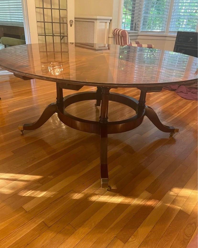 Extra Large Mahogany Perimeter Leaf Circular Dining Table at 1stDibs