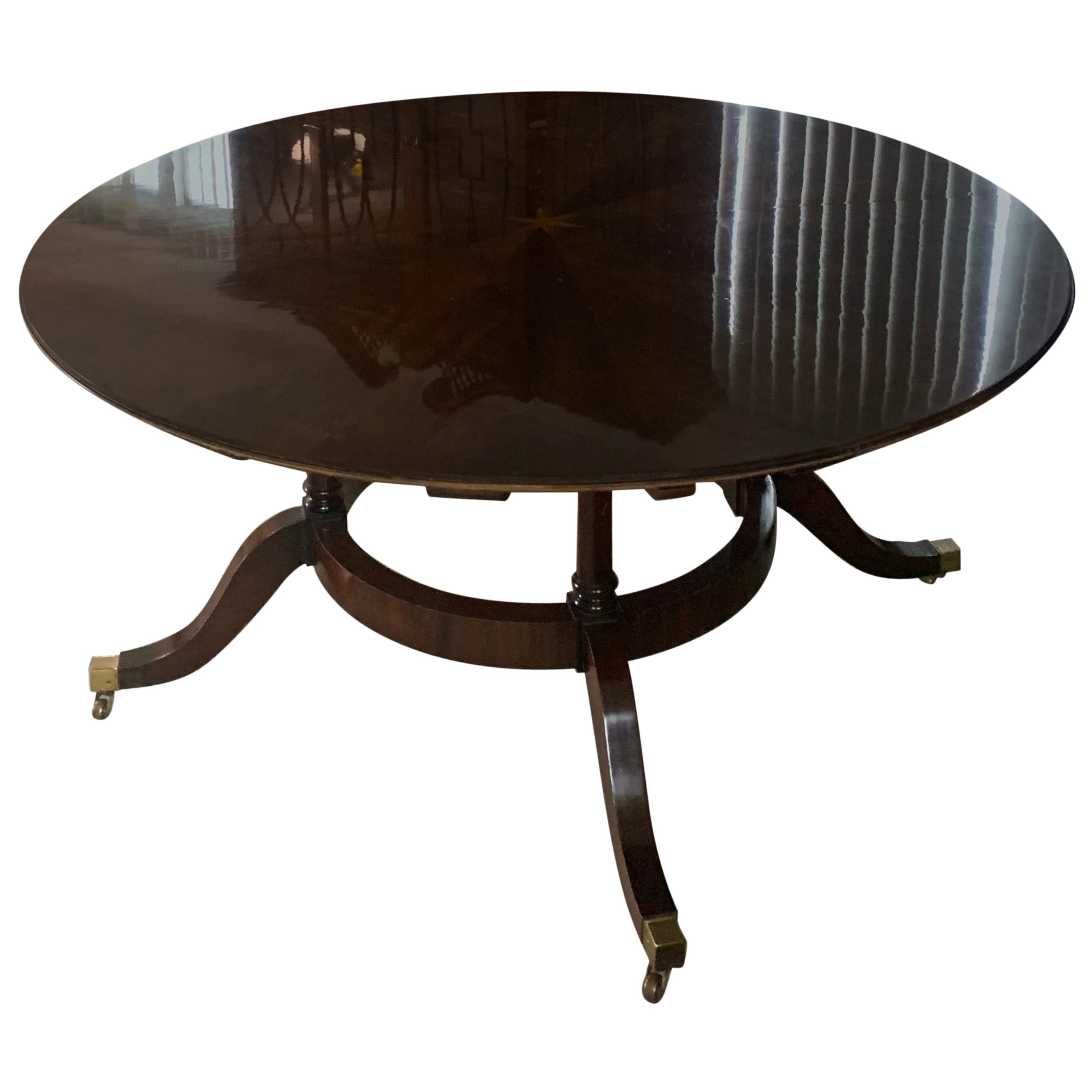 Extra Large Mahogany Perimeter Leaf Circular Dining Table