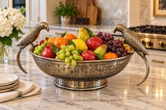 Extra Large Maitland-Smith Attributed Copper-Washed Parrot Centerpiece Bowl