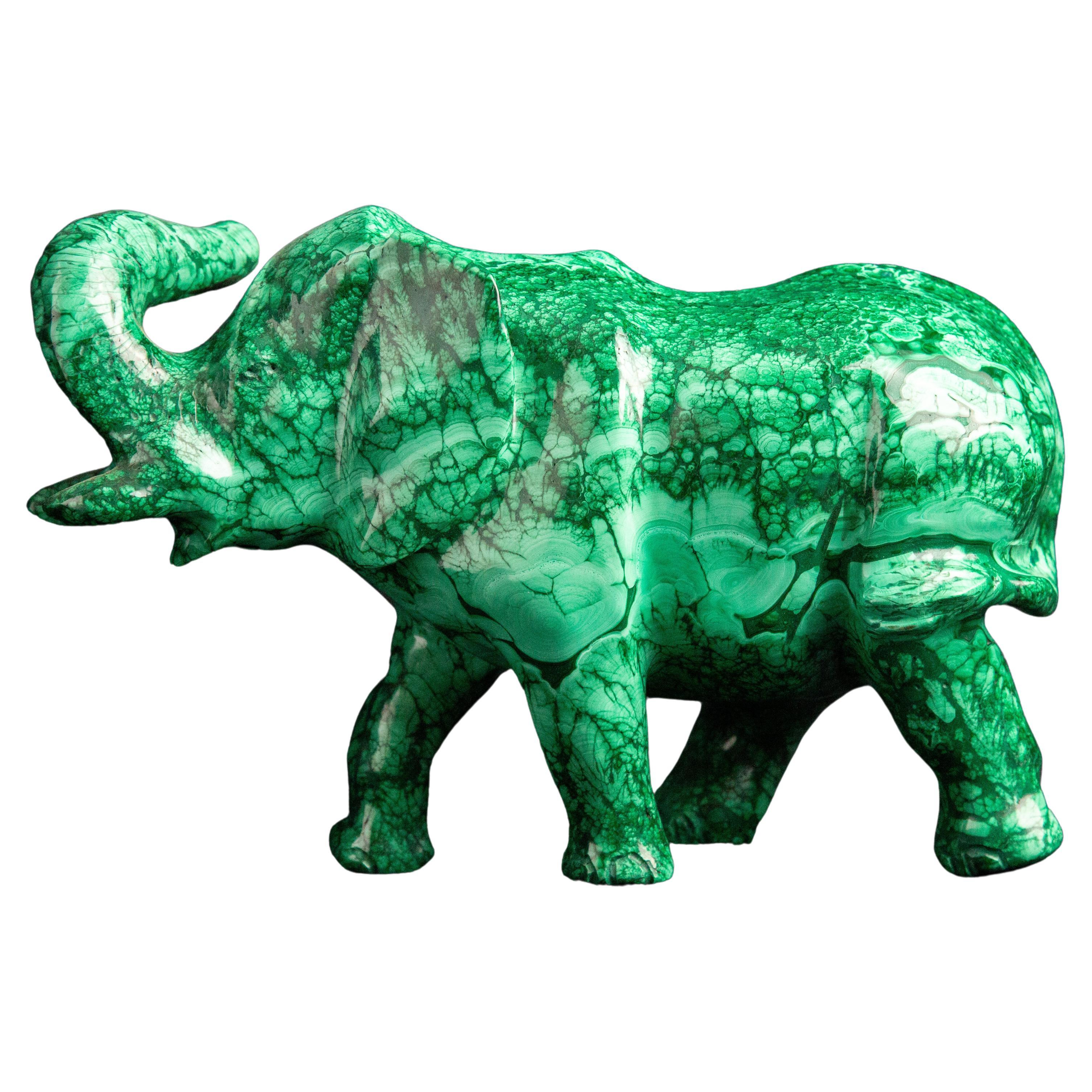 Extra Large Malachite Elephant For Sale