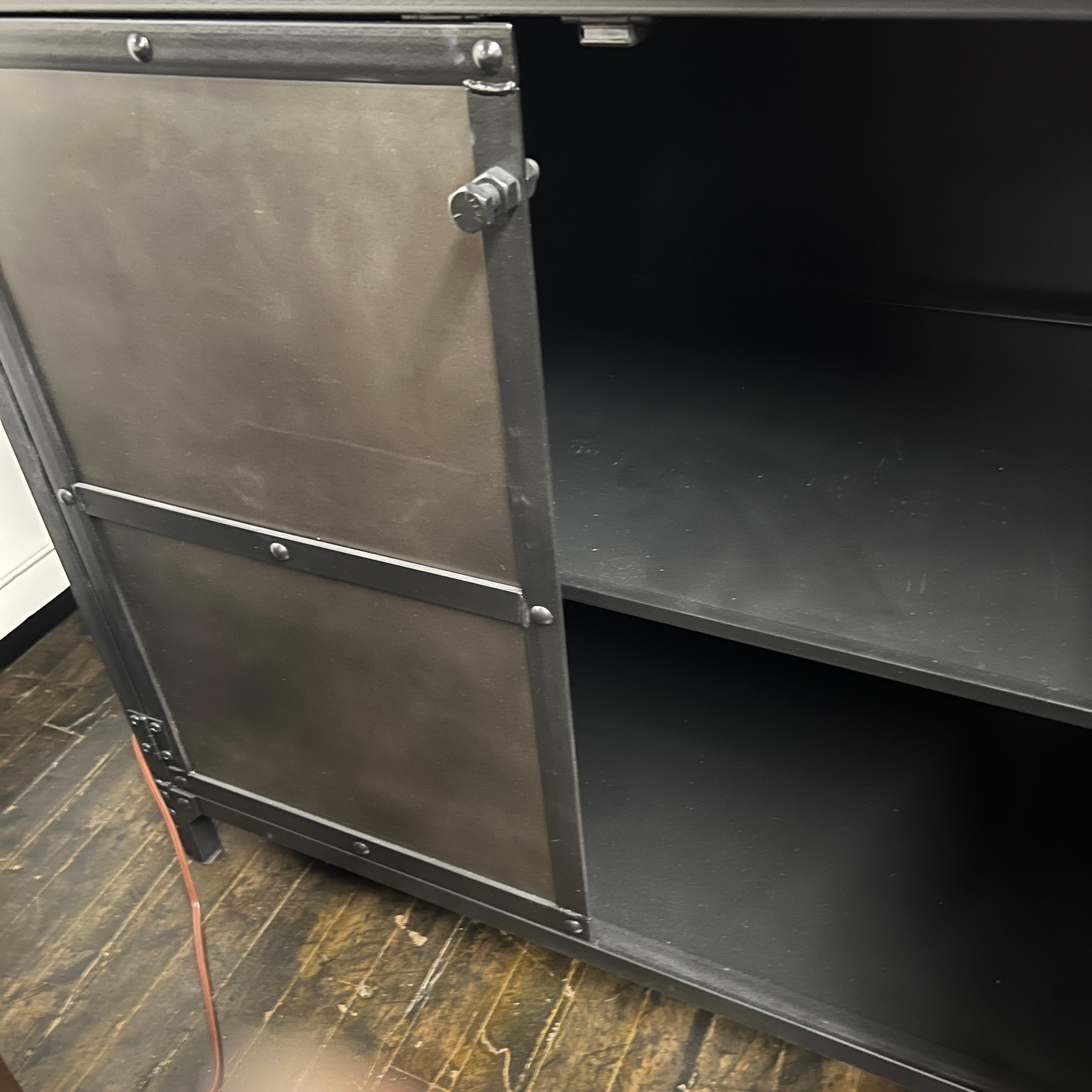 Extra Large Media Credenza with an Industrial Vibe In Fair Condition In Chicago, IL
