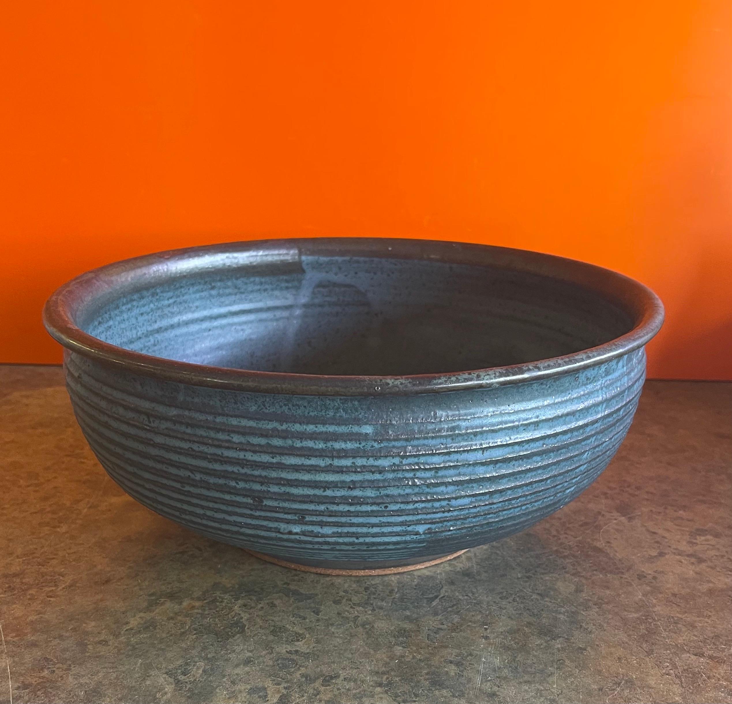 Extra Large Mesa Blue Stoneware Studio Pottery Bowl by William Wyman 3