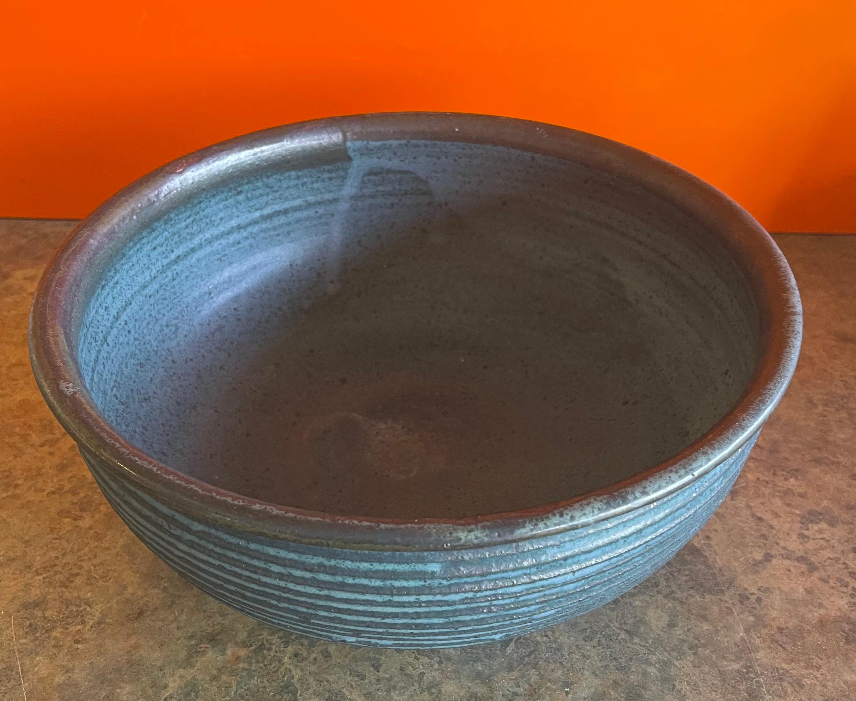 American Extra Large Mesa Blue Stoneware Studio Pottery Bowl by William Wyman