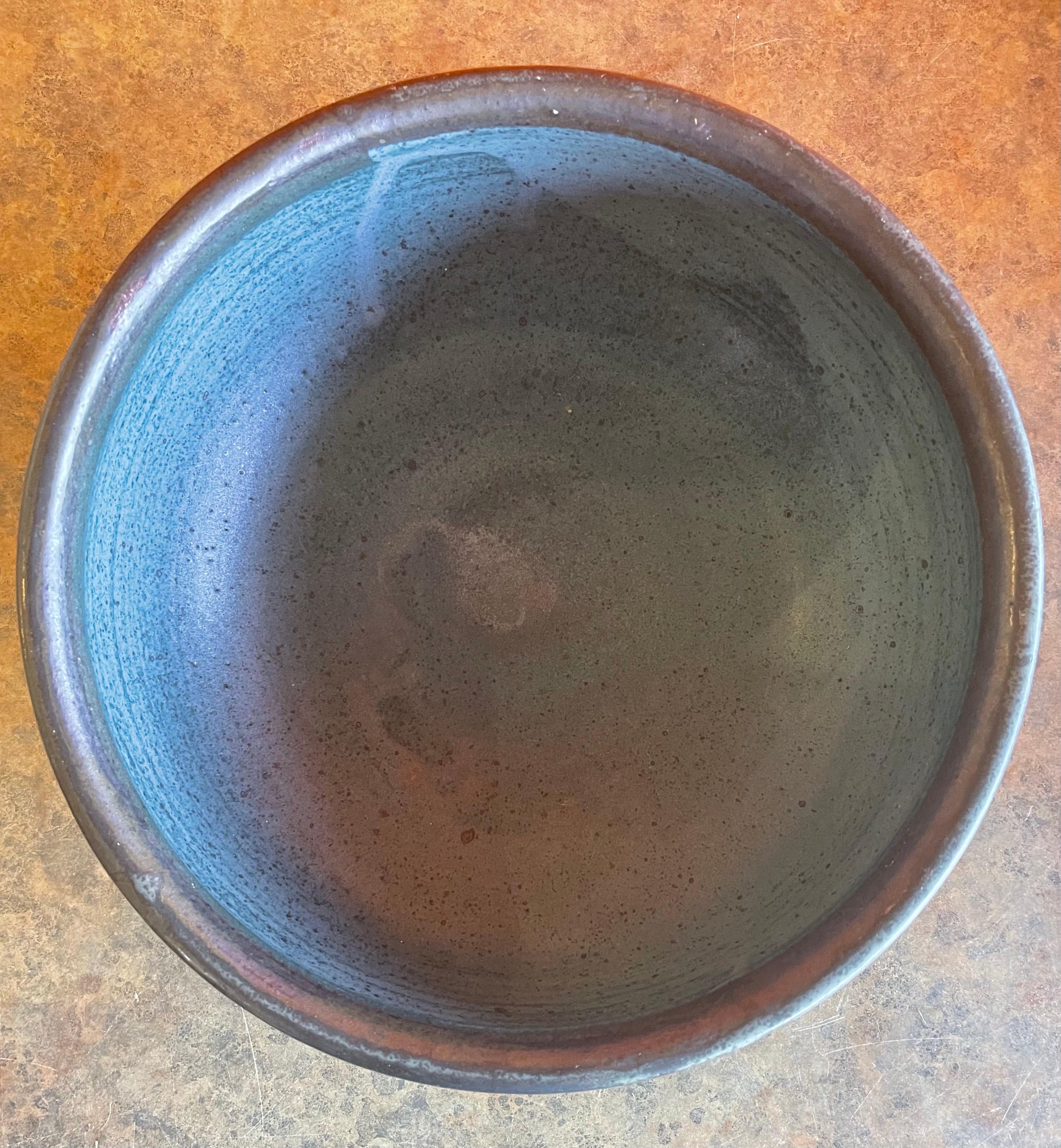 20th Century Extra Large Mesa Blue Stoneware Studio Pottery Bowl by William Wyman
