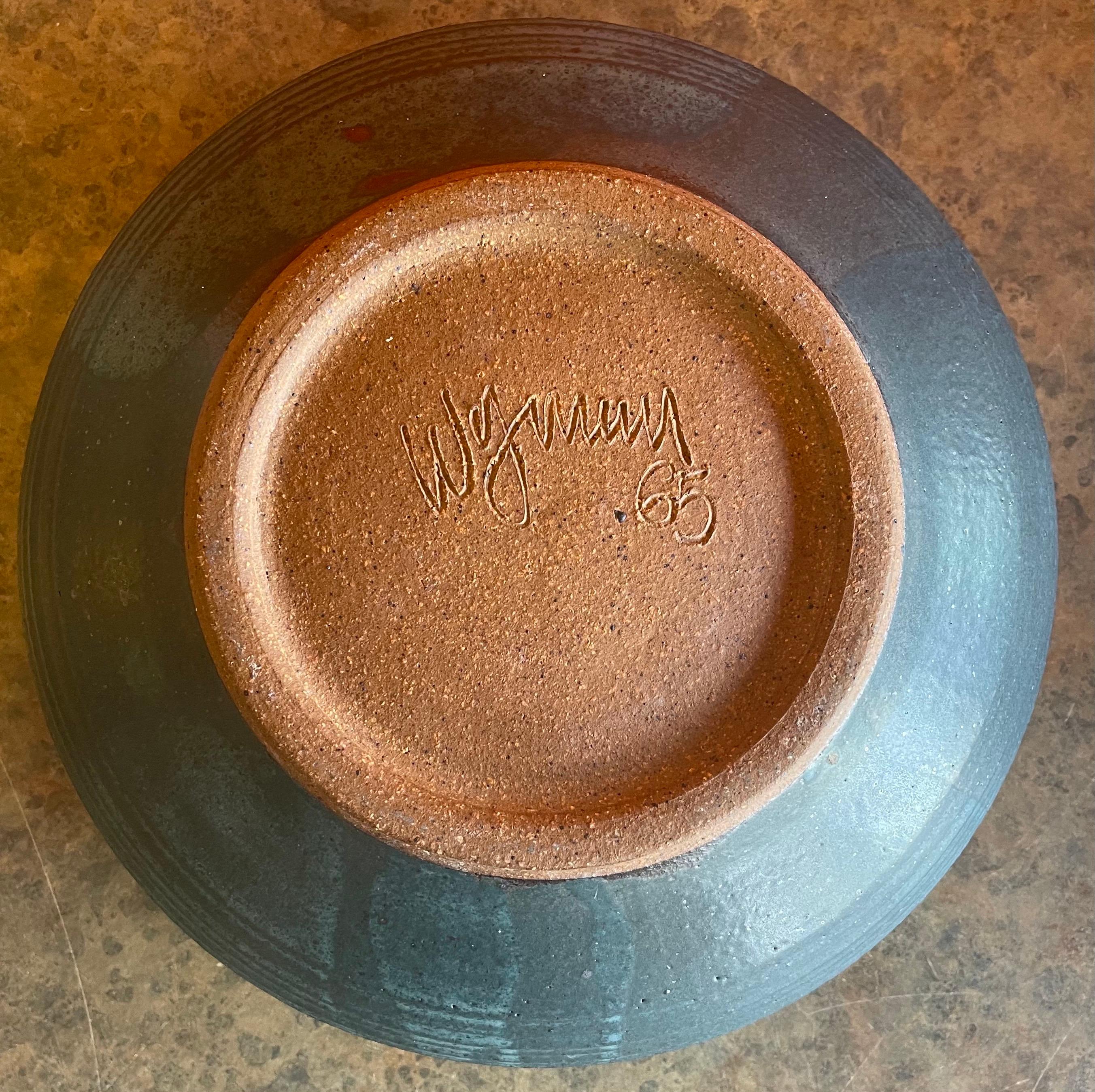 Extra Large Mesa Blue Stoneware Studio Pottery Bowl by William Wyman 1