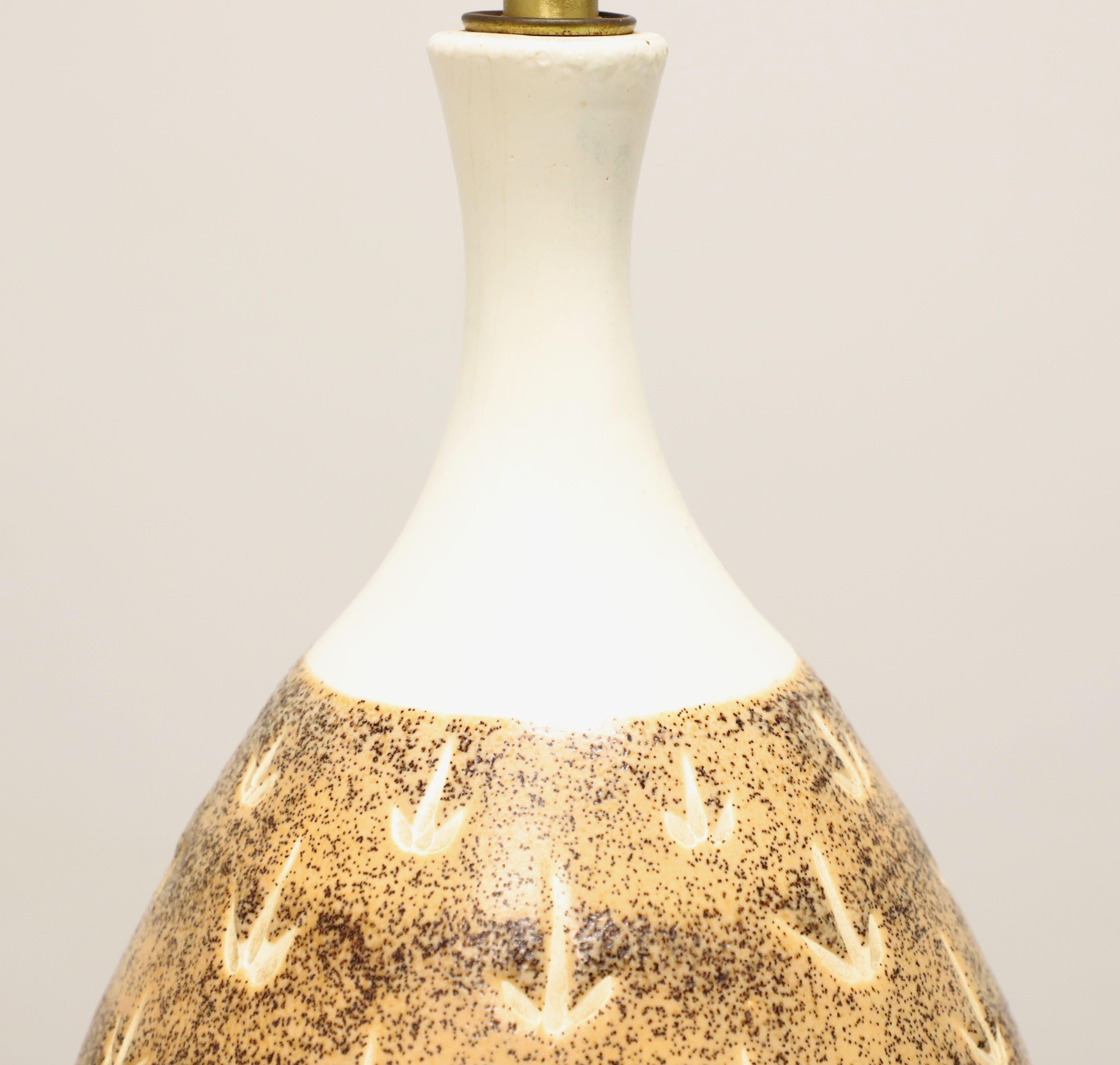 Brass Extra Large Mid 20th Century Modern Pottery Lamp For Sale