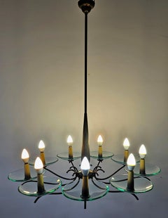Extra Large Mid Century Brass Chandelier designed in style of Pietro Chiesa