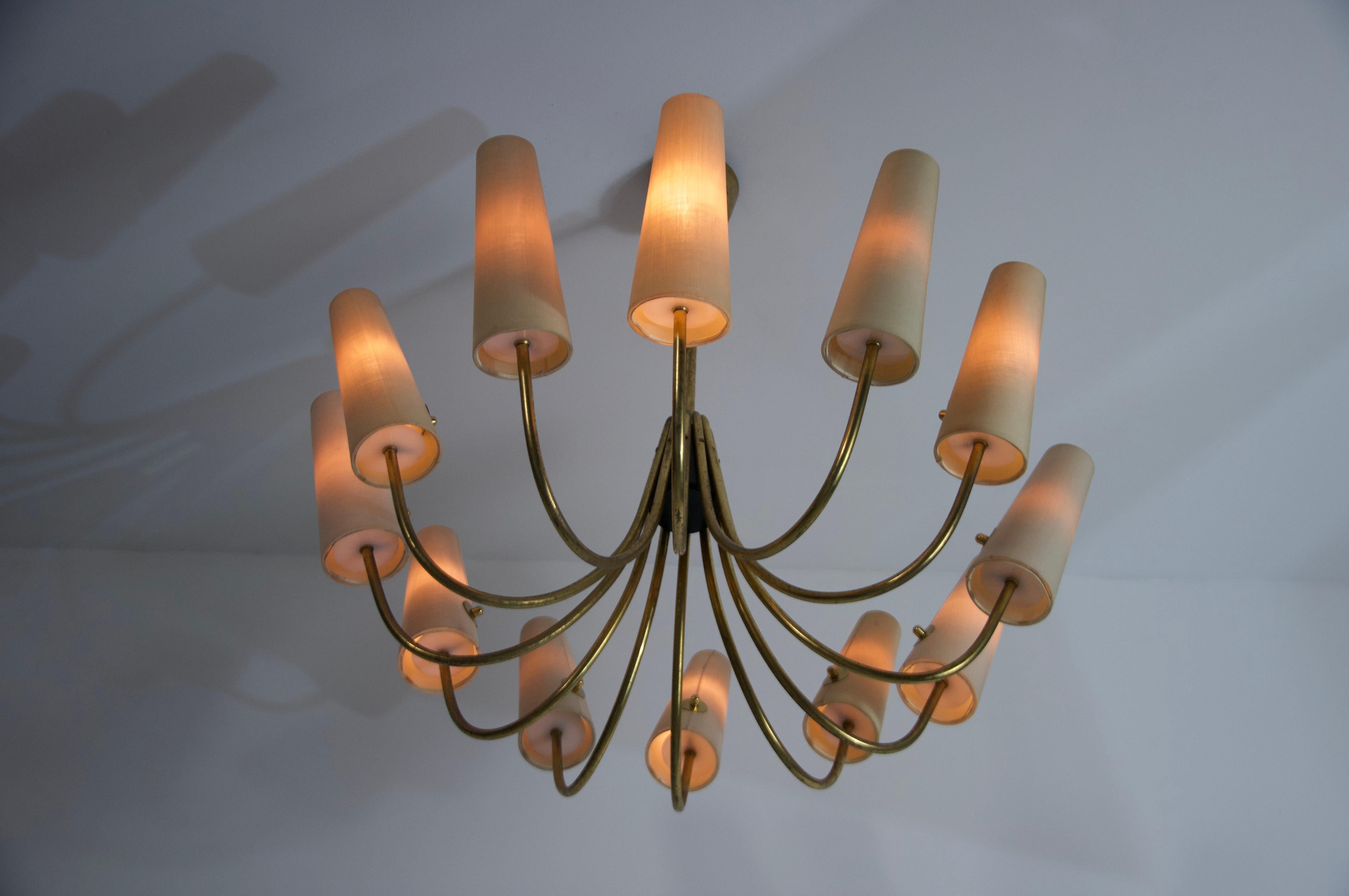 Extra Large Mid-Century Brass Sputnik Chandelier, 1950s, Germany For Sale 5