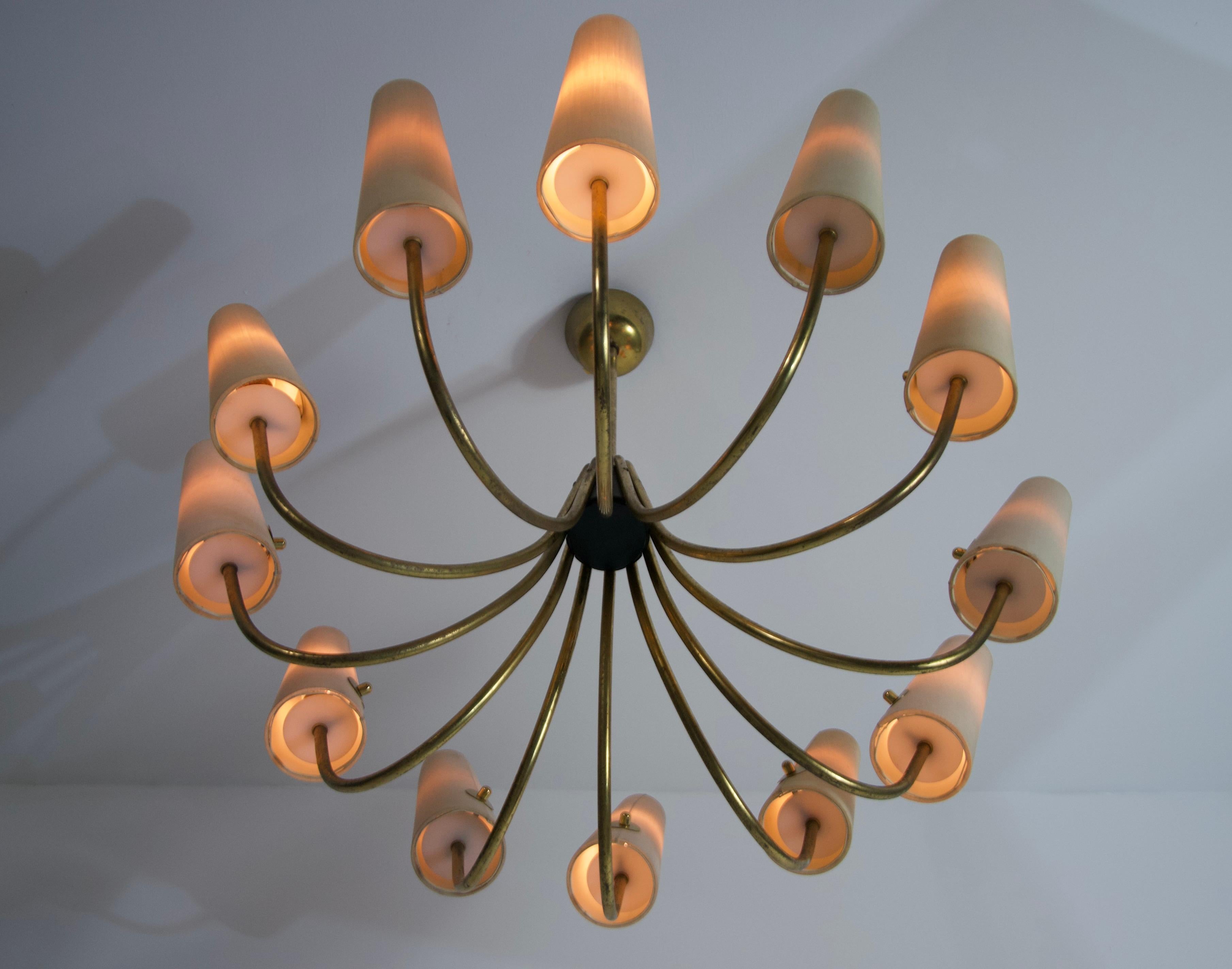 Extra Large Mid-Century Brass Sputnik Chandelier, 1950s, Germany For Sale 6