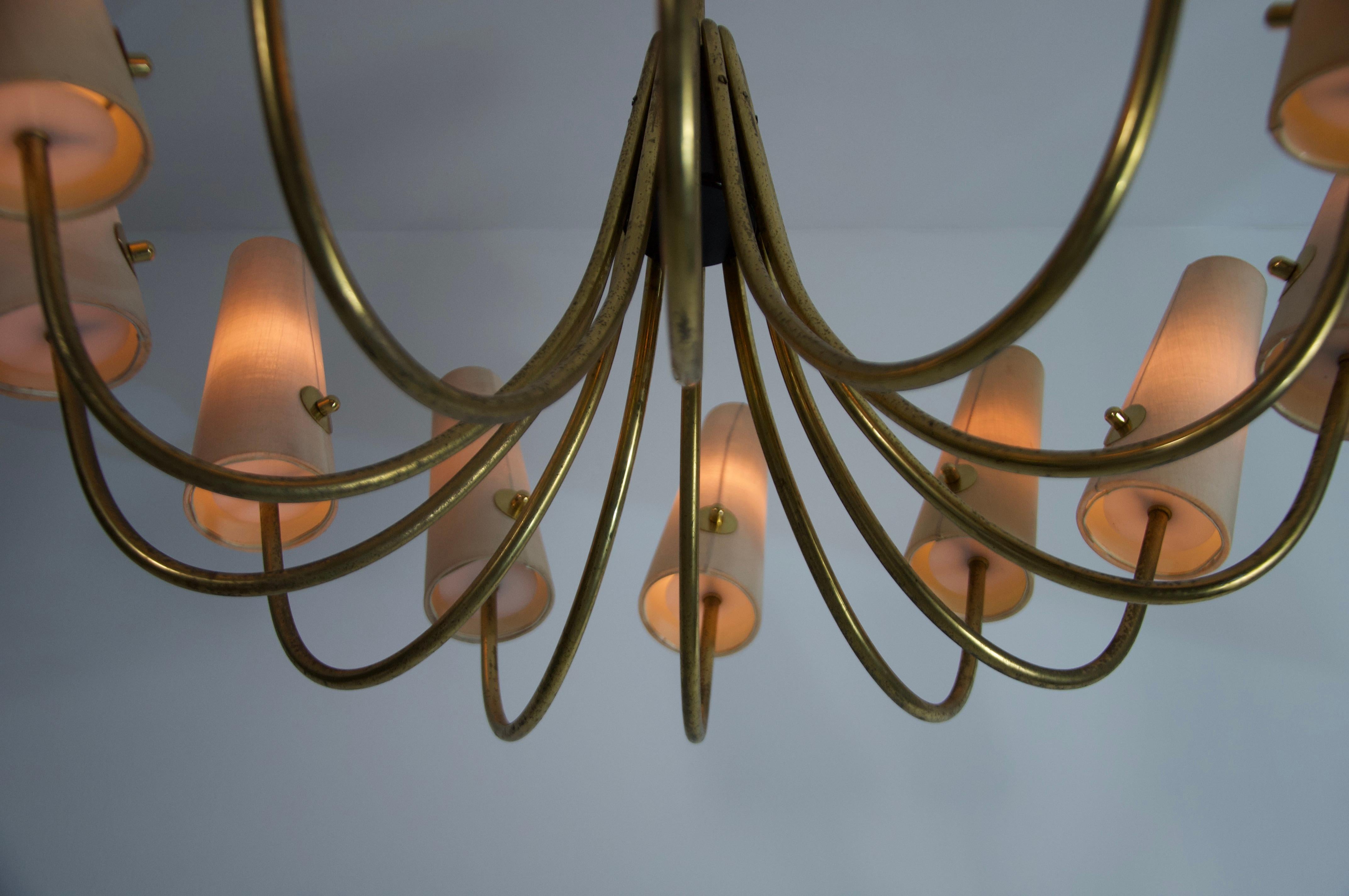 Extra Large Mid-Century Brass Sputnik Chandelier, 1950s, Germany For Sale 7