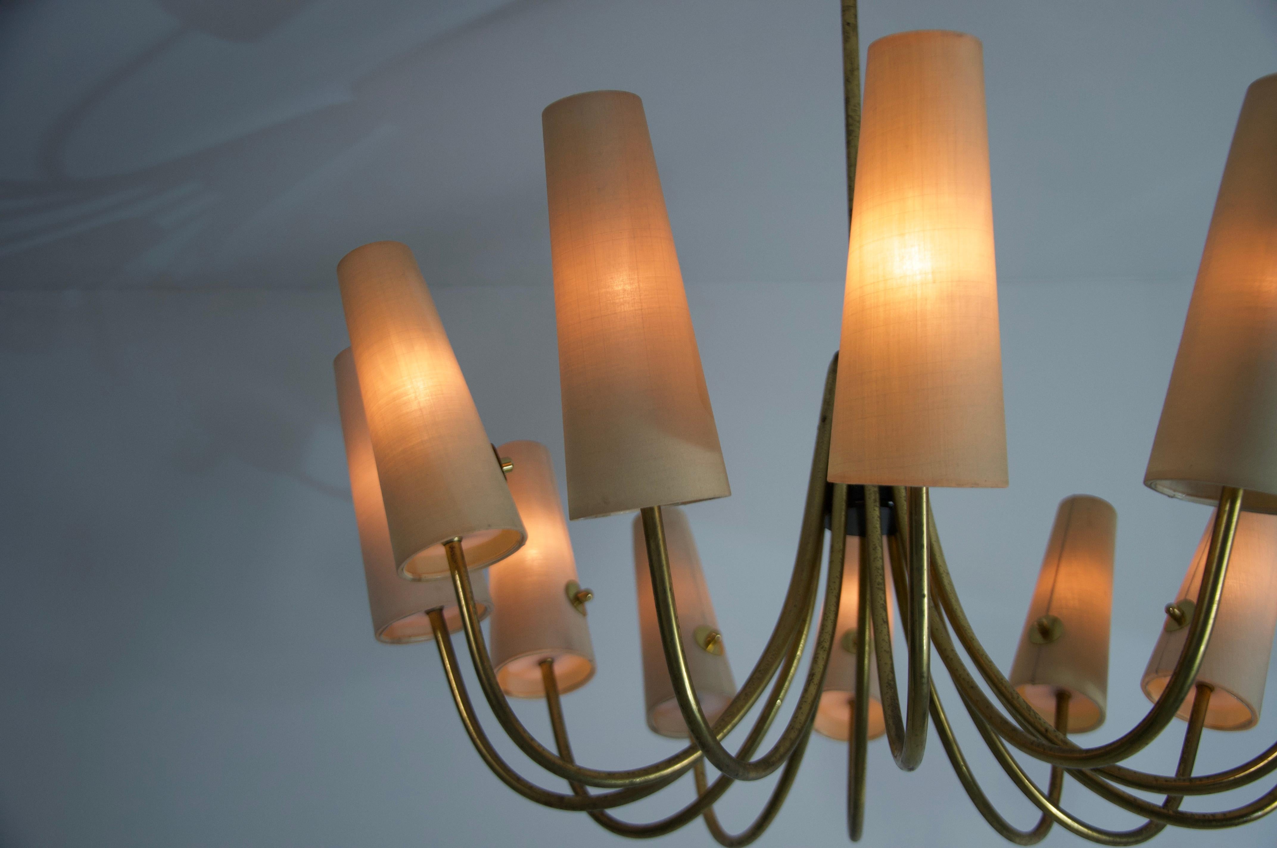 Extra Large Mid-Century Brass Sputnik Chandelier, 1950s, Germany For Sale 8