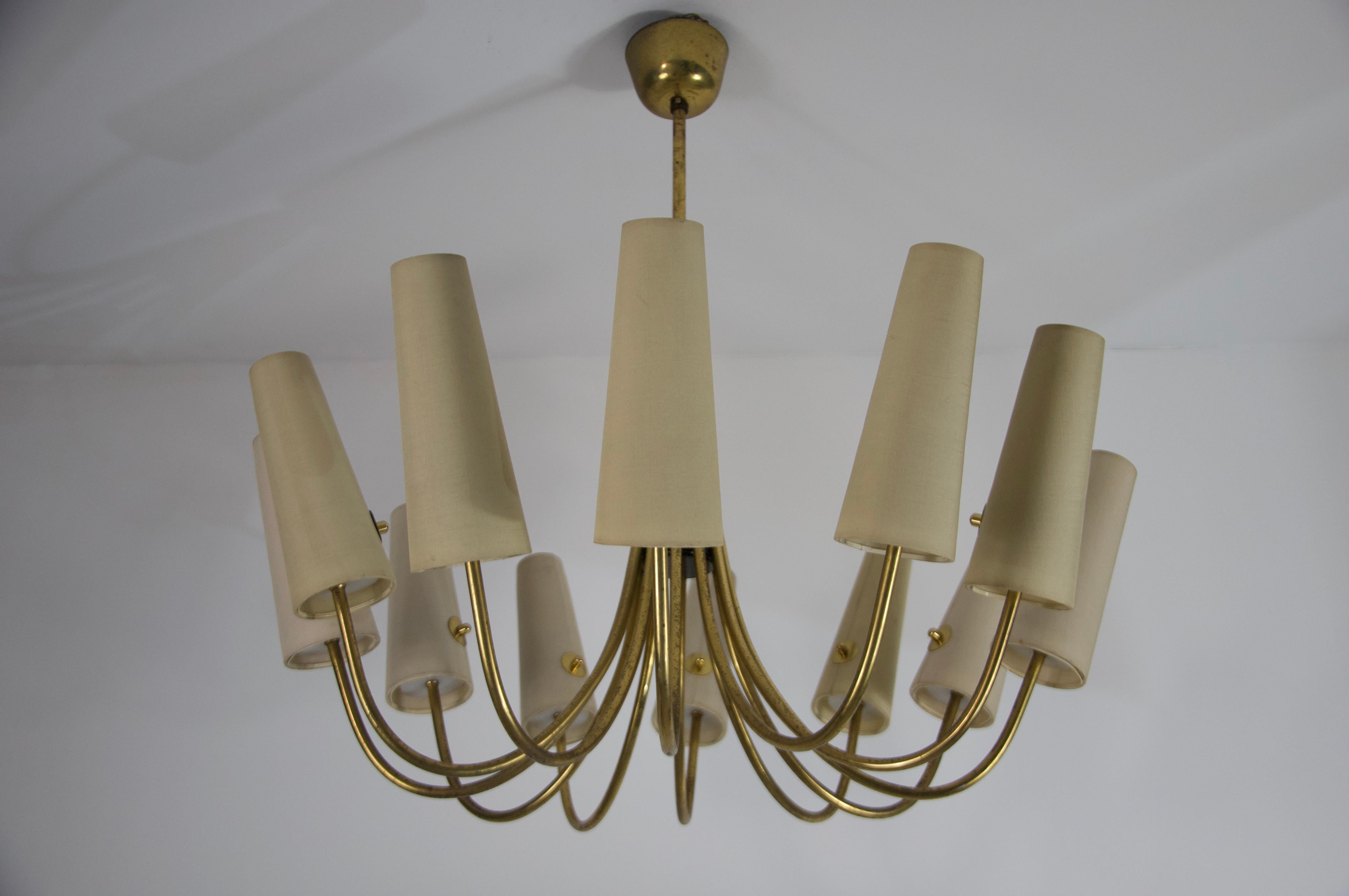 Extra Large Mid-Century Brass Sputnik Chandelier, 1950s, Germany For Sale 9