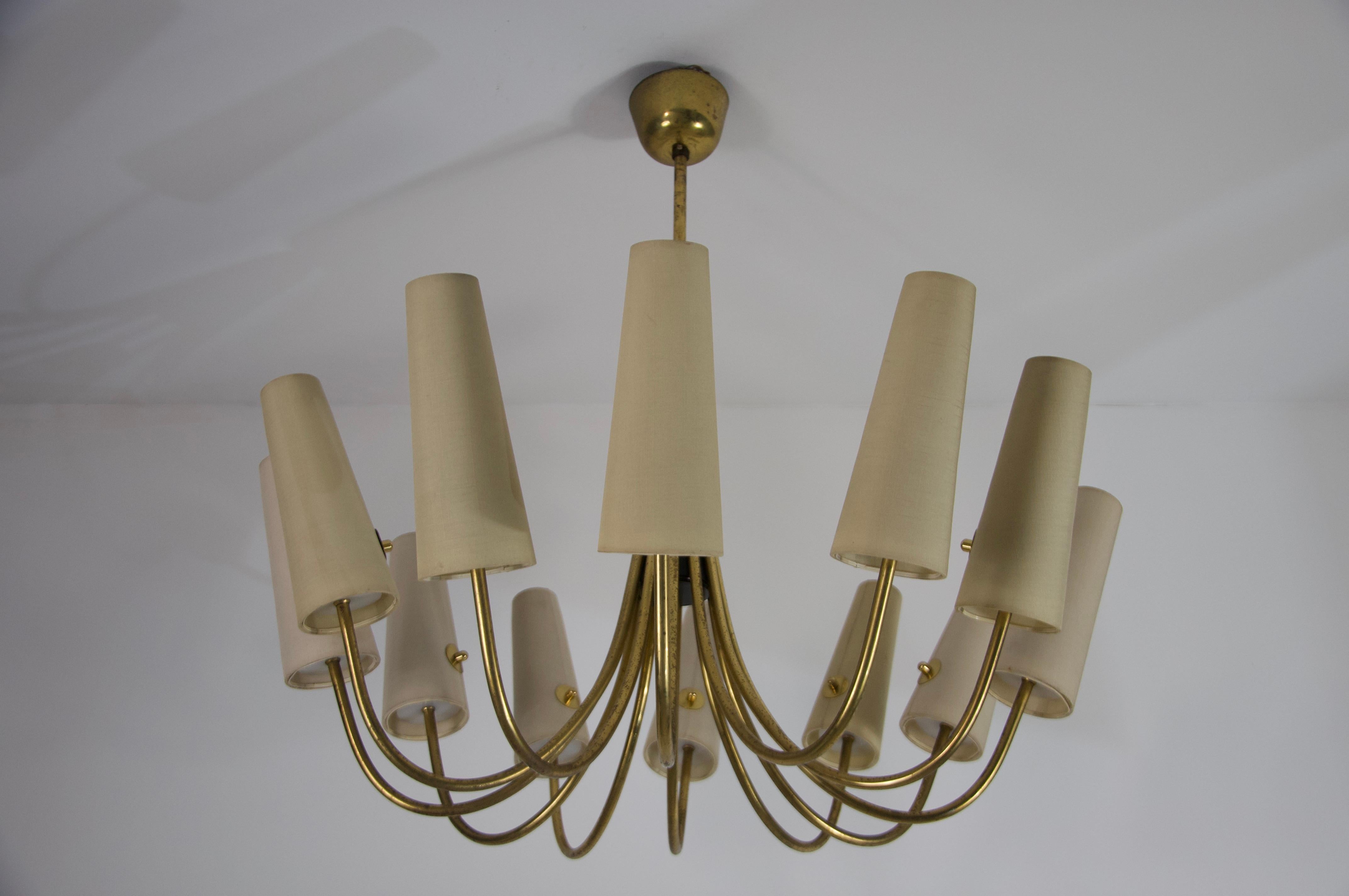 Extra Large Mid-Century Brass Sputnik Chandelier, 1950s, Germany For Sale 10