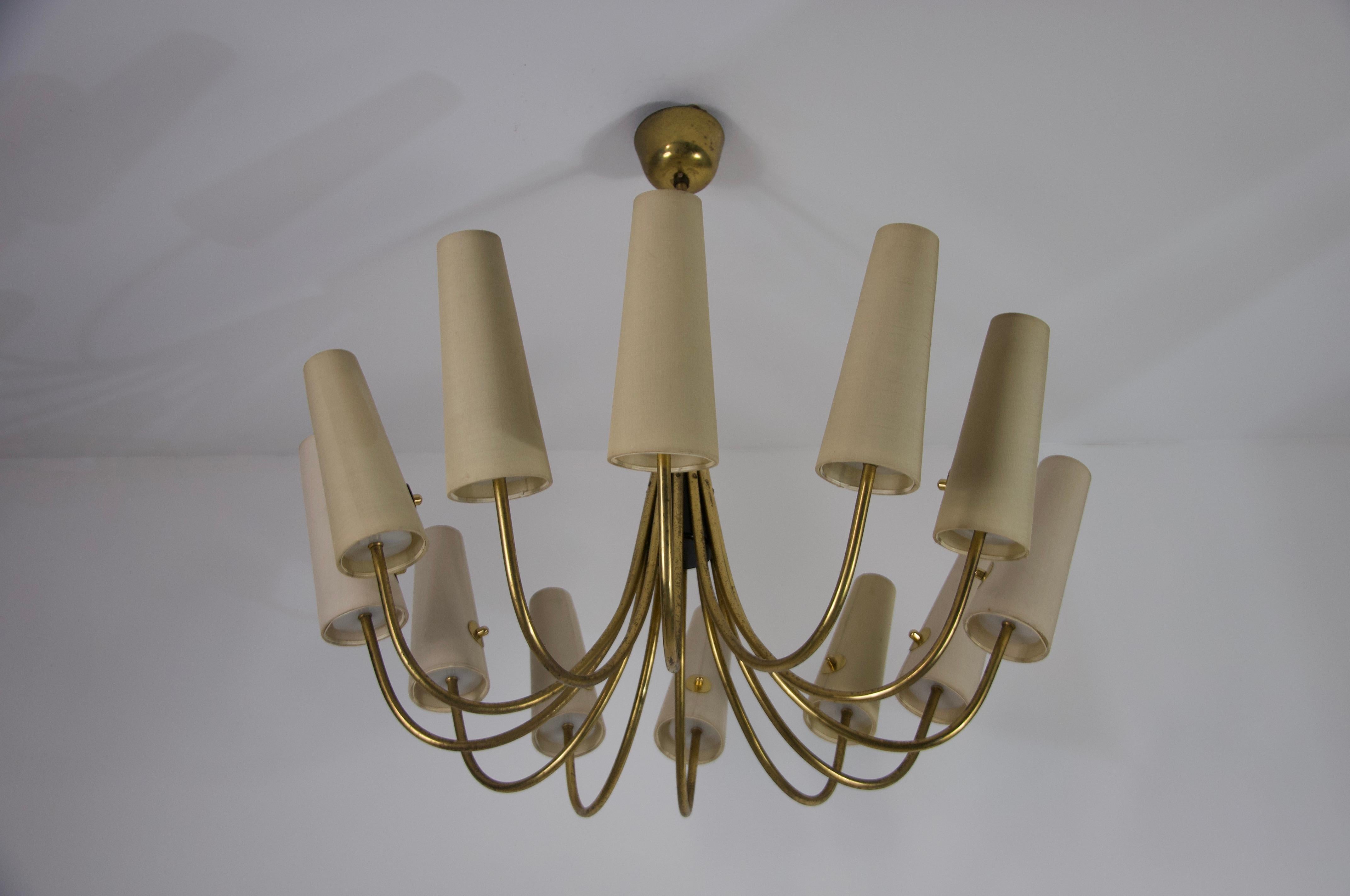 Extra Large Mid-Century Brass Sputnik Chandelier, 1950s, Germany For Sale 11