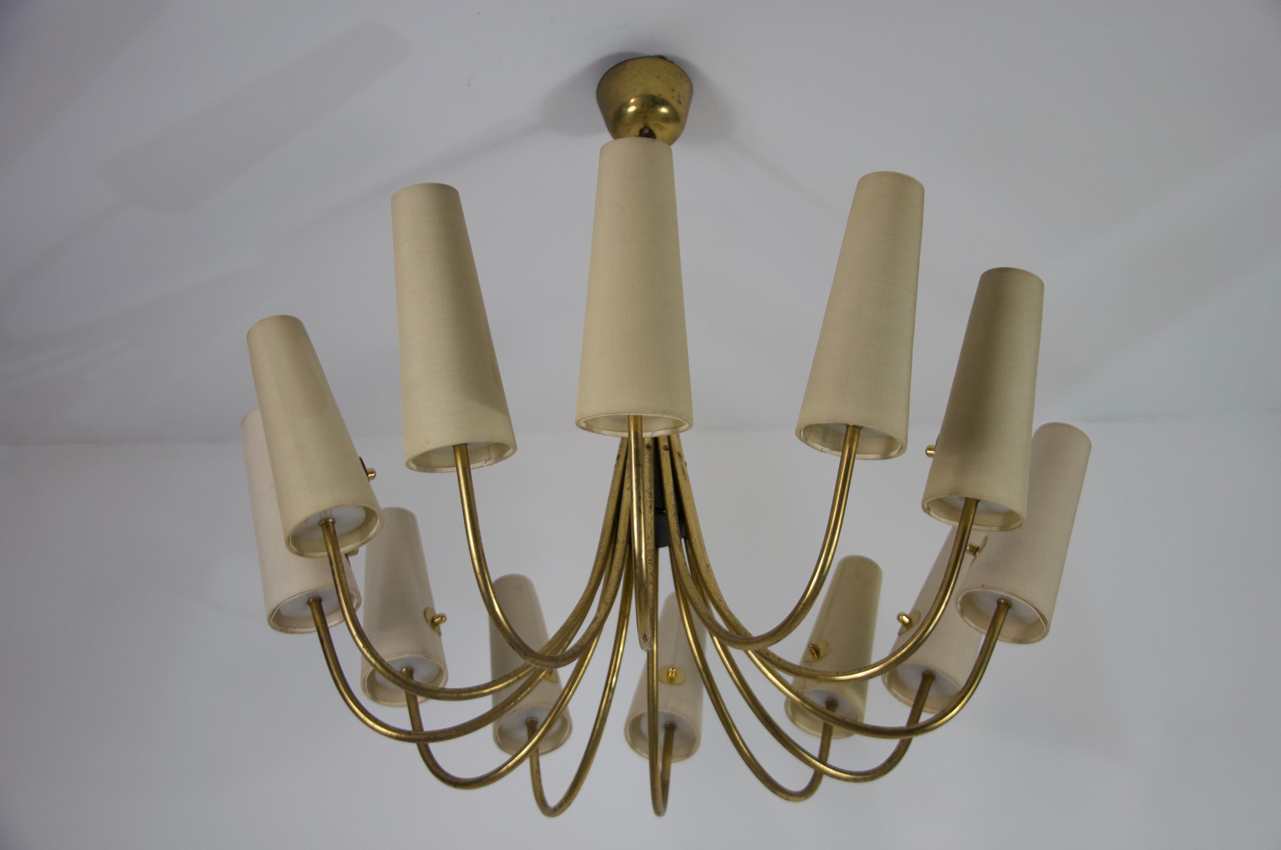 Extra Large Mid-Century Brass Sputnik Chandelier, 1950s, Germany For Sale 12