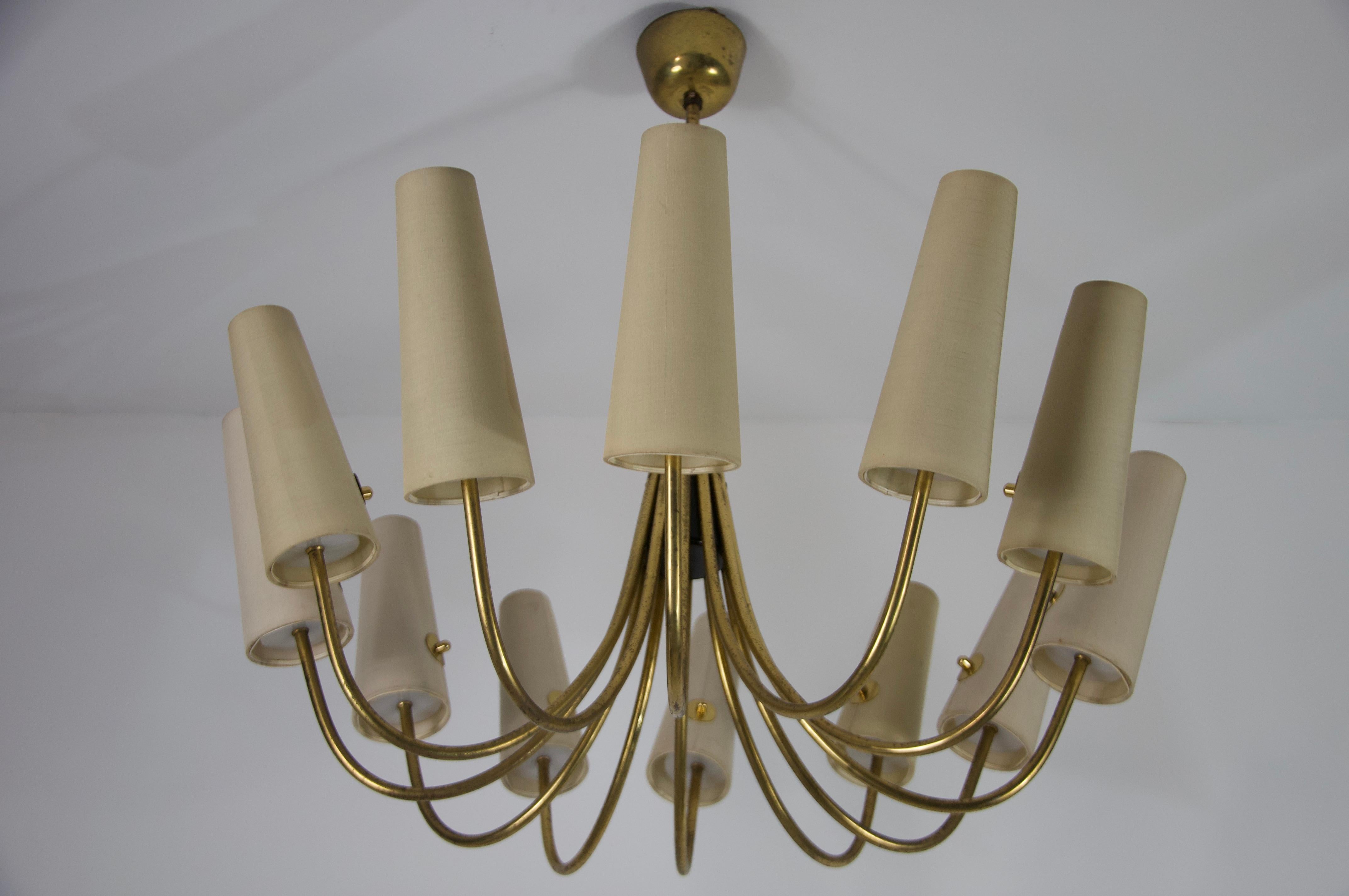 Extra Large Mid-Century Brass Sputnik Chandelier, 1950s, Germany For Sale 13