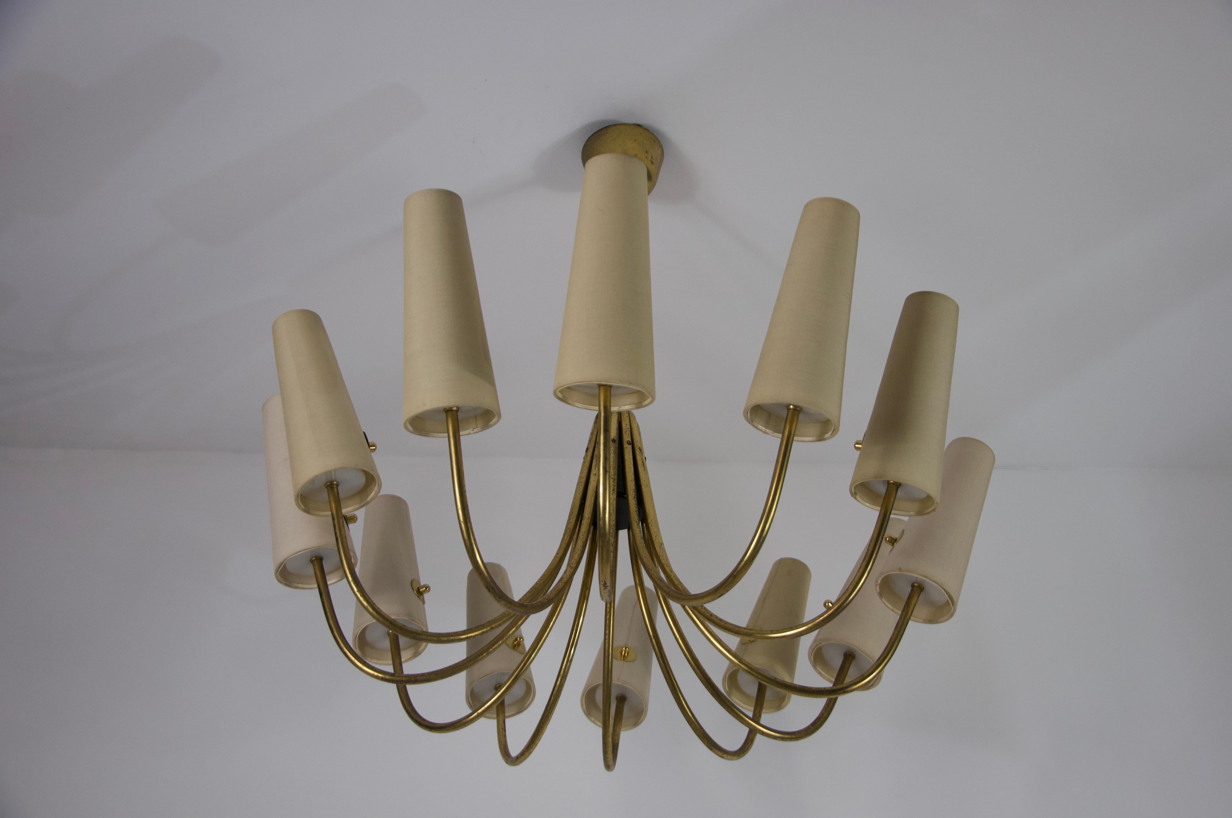 Extra Large Mid-Century Brass Sputnik Chandelier, 1950s, Germany For Sale 14