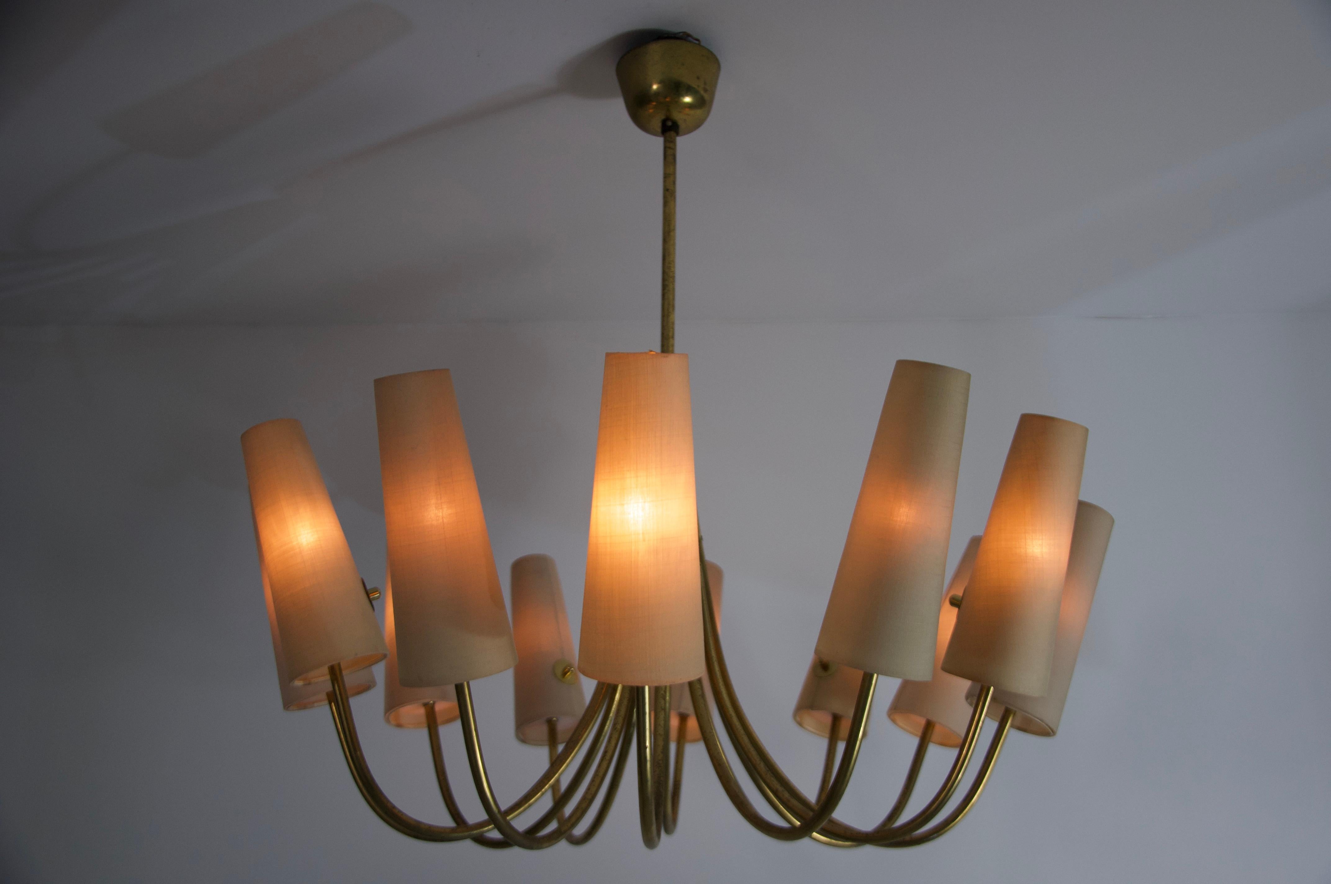 Extra Large Mid-Century Brass Sputnik Chandelier, 1950s, Germany In Good Condition For Sale In Hagenbach, DE