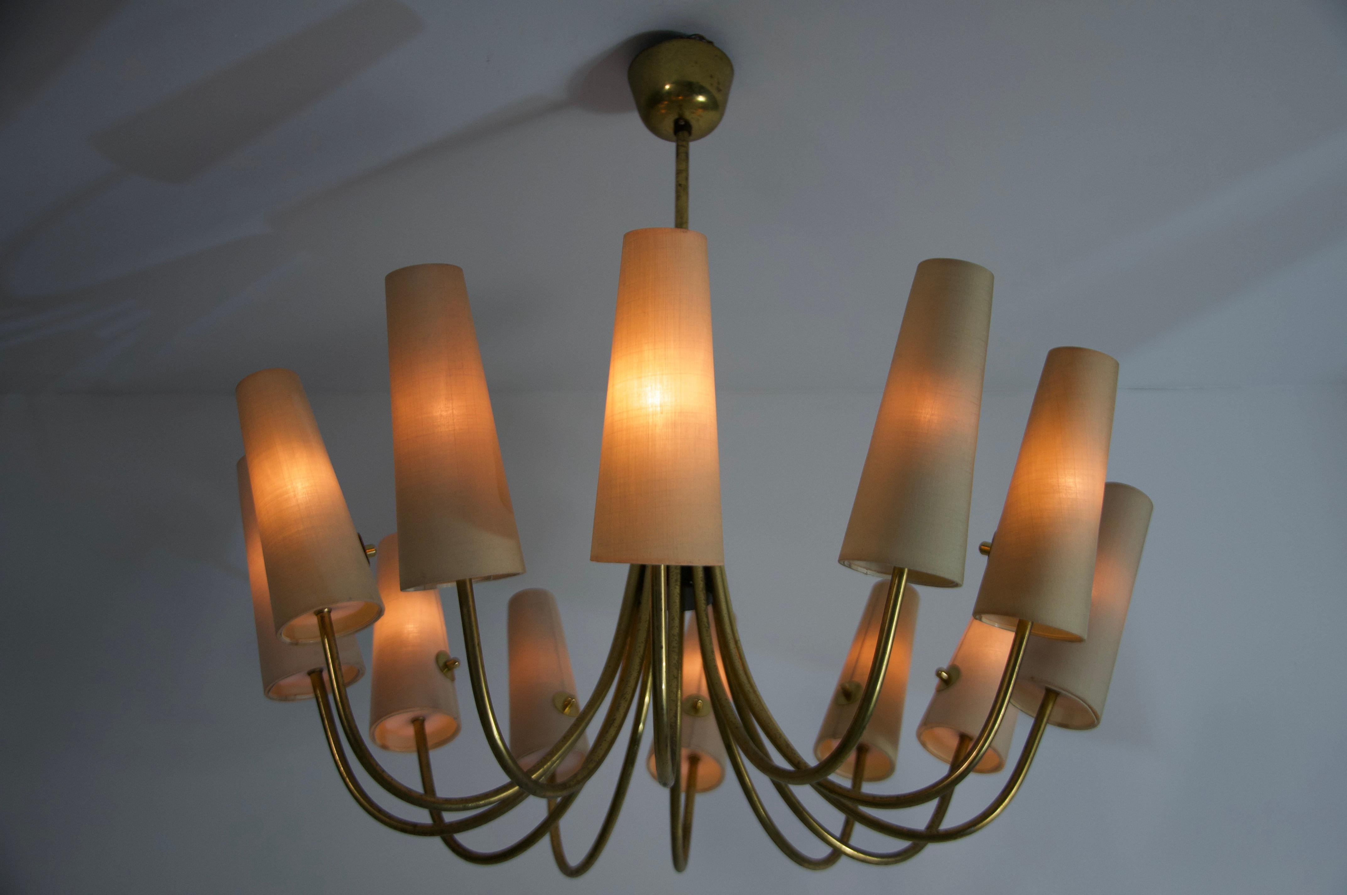 Metal Extra Large Mid-Century Brass Sputnik Chandelier, 1950s, Germany For Sale
