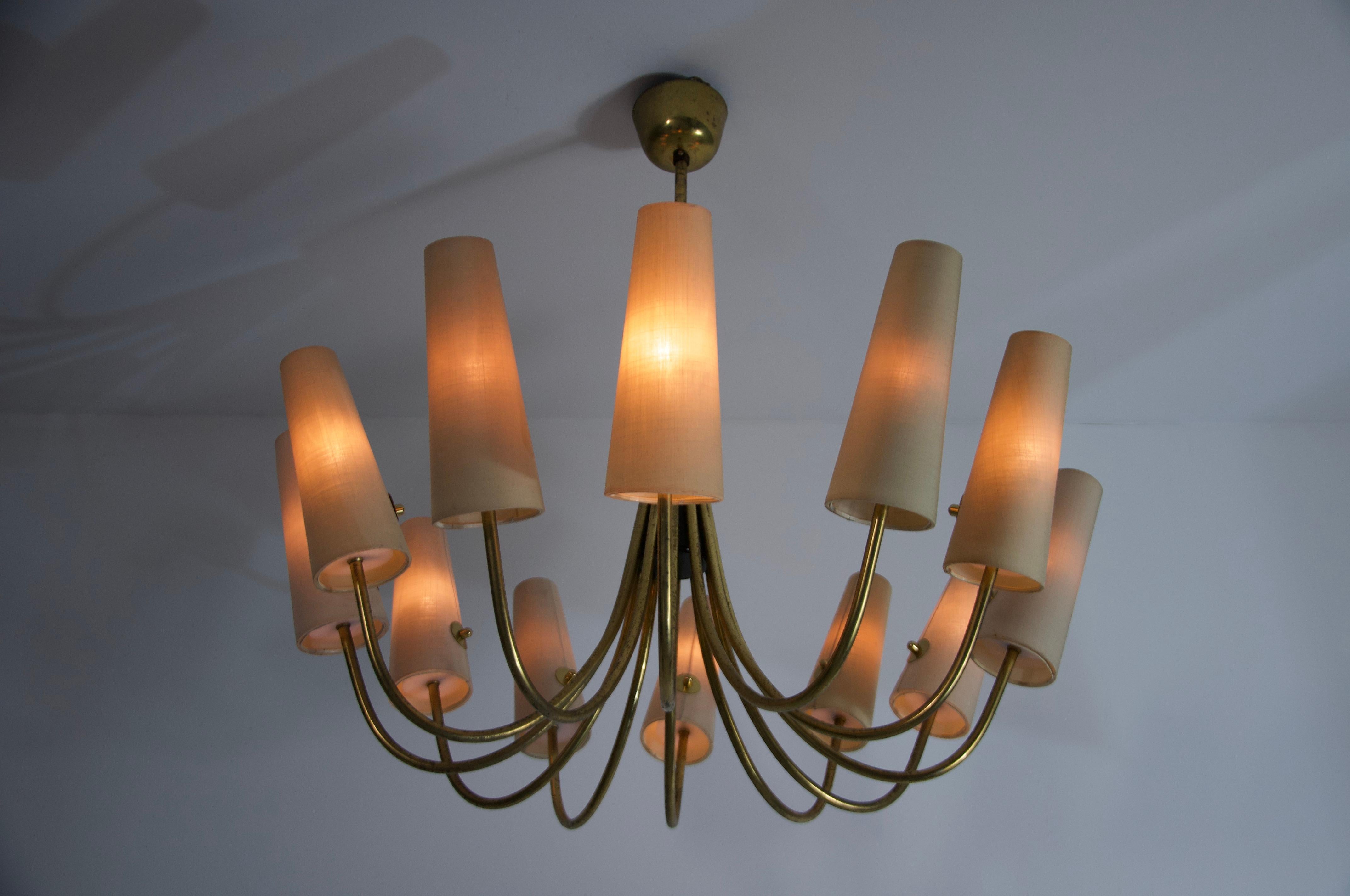 Extra Large Mid-Century Brass Sputnik Chandelier, 1950s, Germany For Sale 2