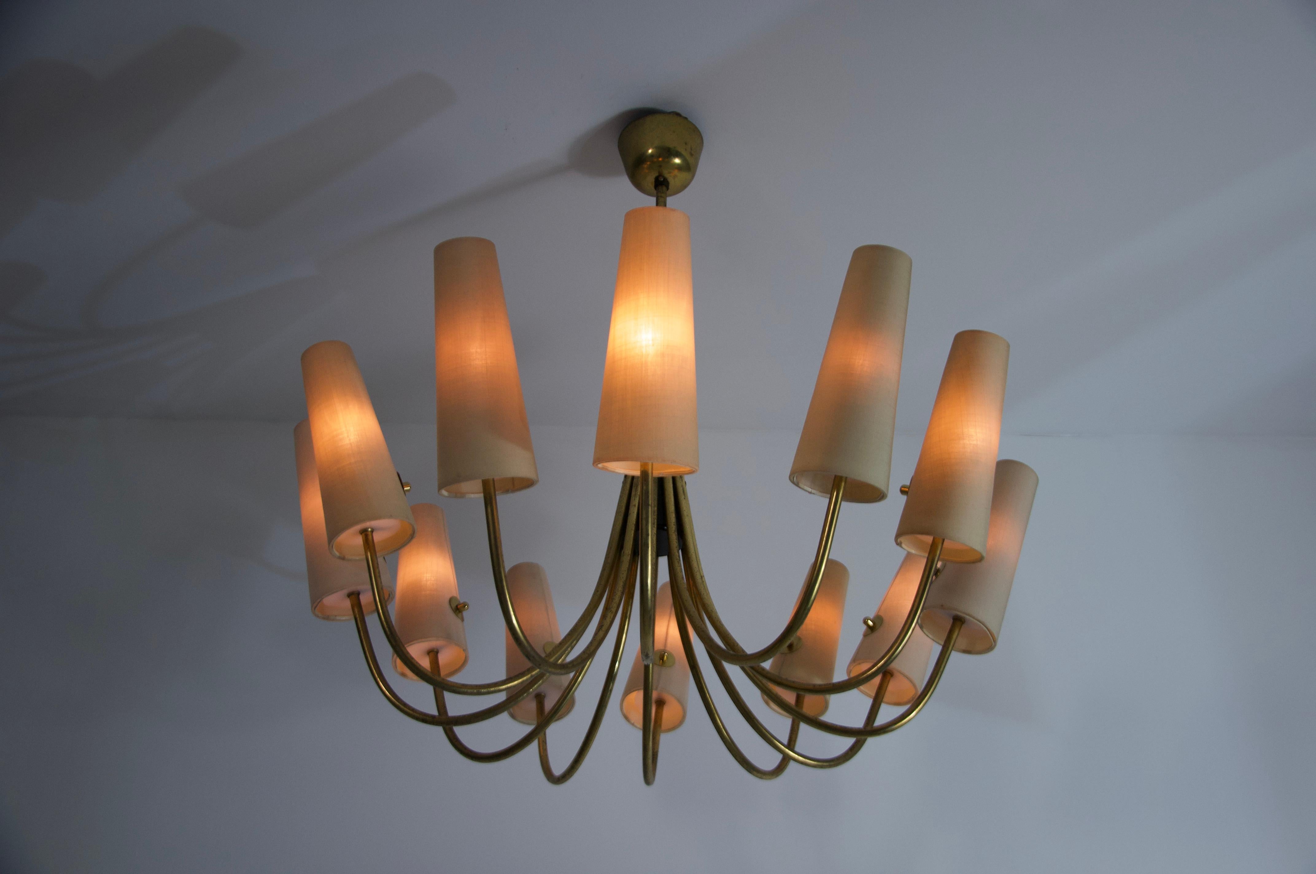 Extra Large Mid-Century Brass Sputnik Chandelier, 1950s, Germany For Sale 3