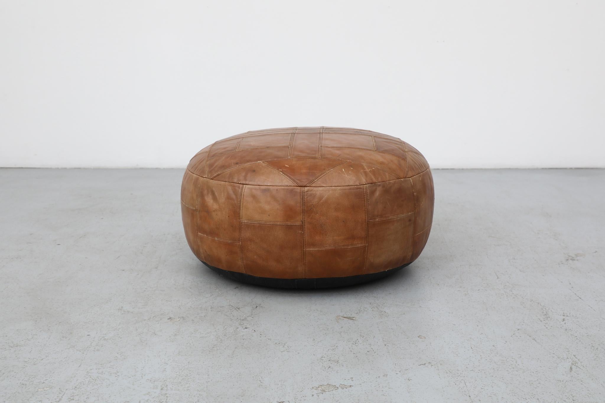 Extra Large Mid-Century De Sede Style Leather Patchwork Ottoman en vente 7